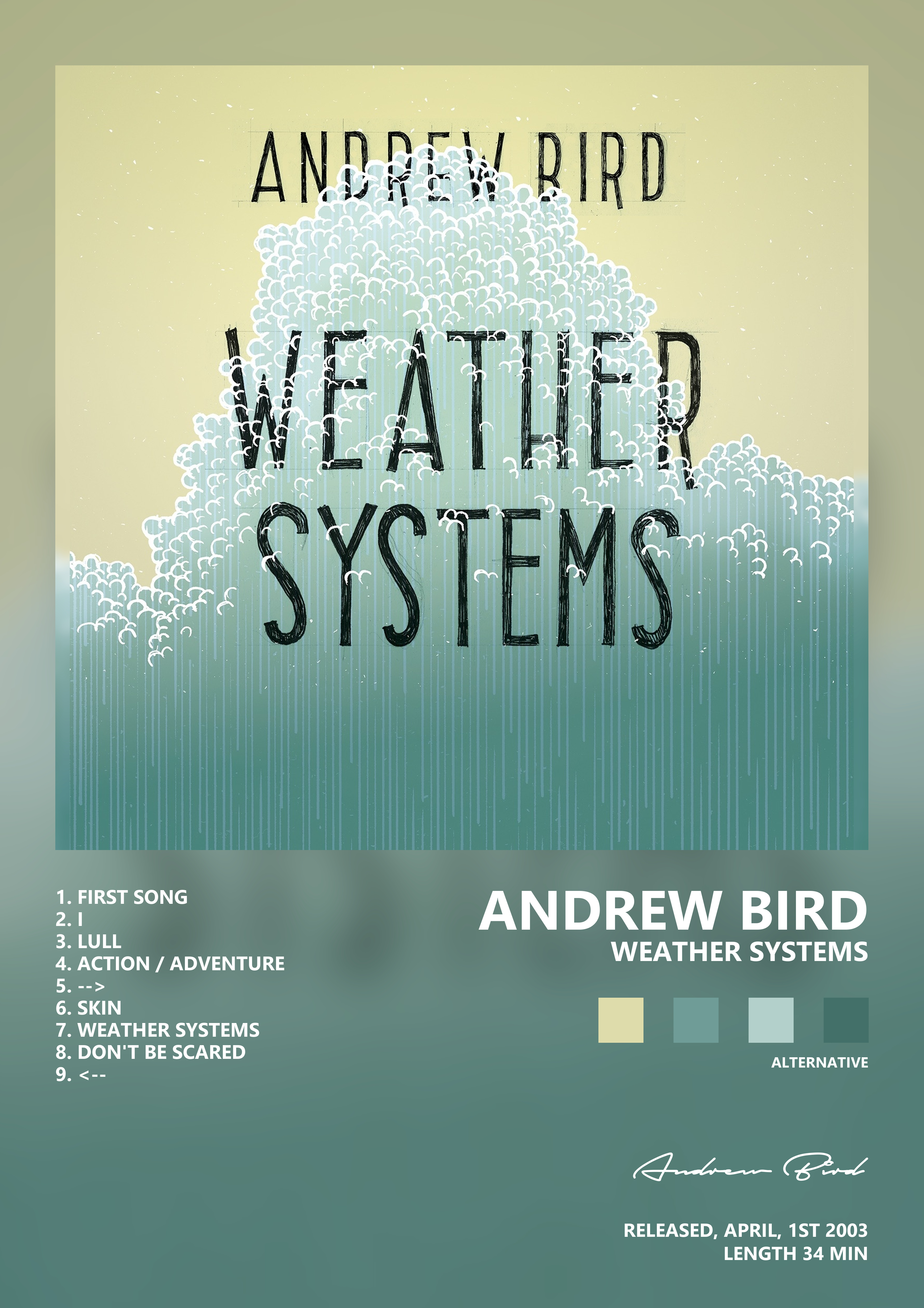 Music poster: Andrew Bird - Weather Systems