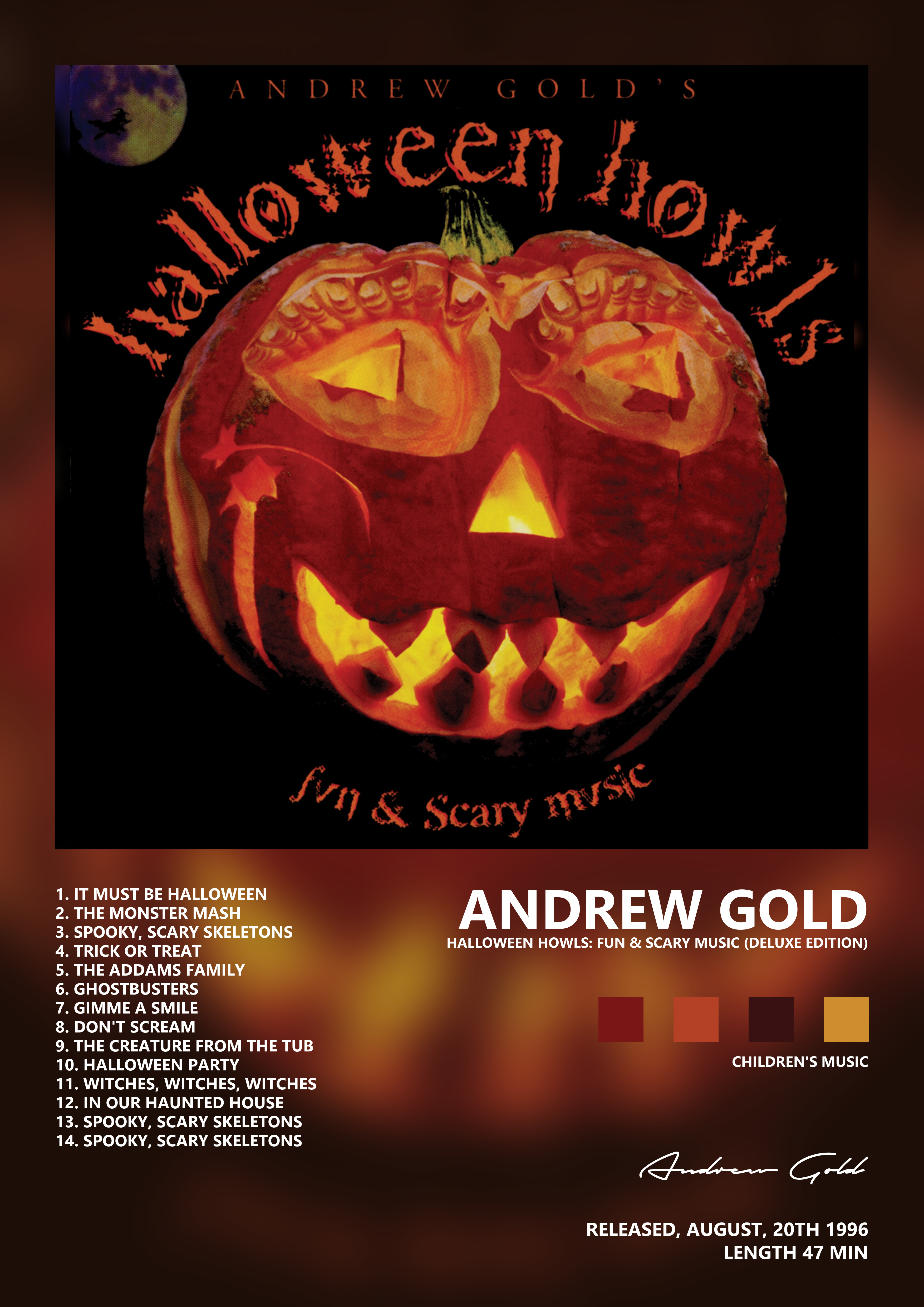 Music poster: Andrew Gold - Halloween Howls Fun Scary Music Deluxe Edition