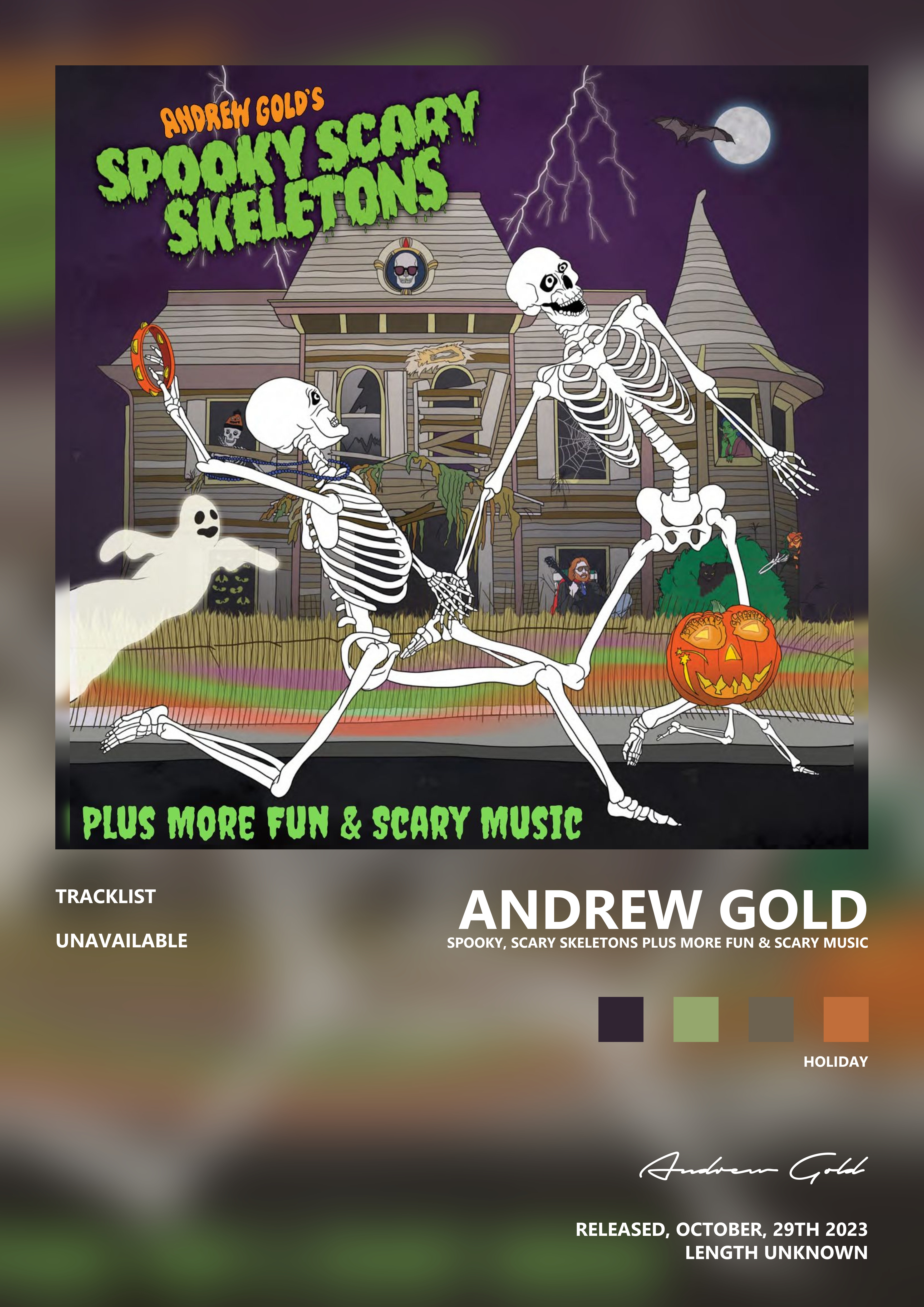 Music poster: Andrew Gold - Spooky Scary Skeletons Plus More Fun Scary Music