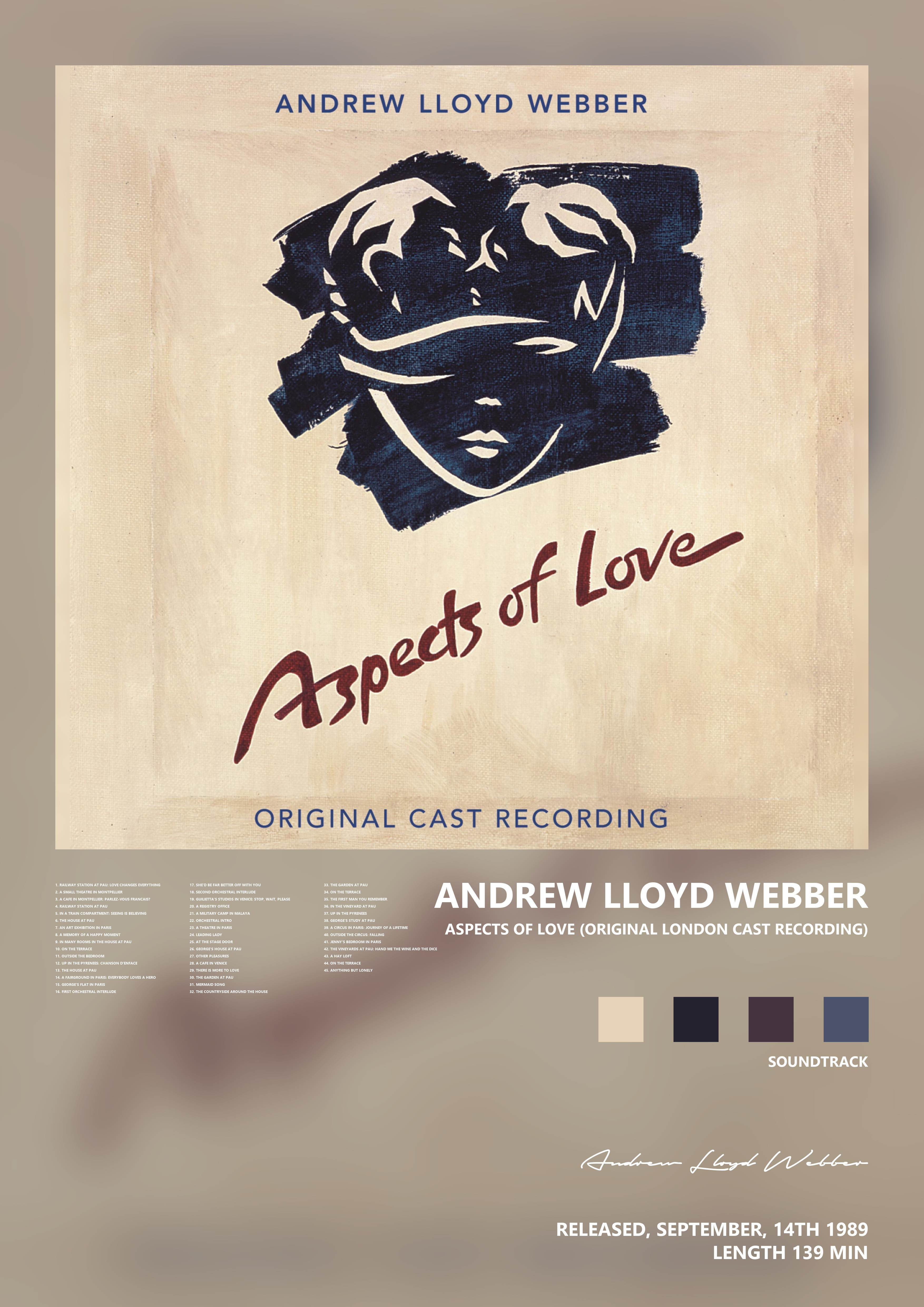 Music poster: Andrew Lloyd Webber - Aspects of Love Original London Cast Recording