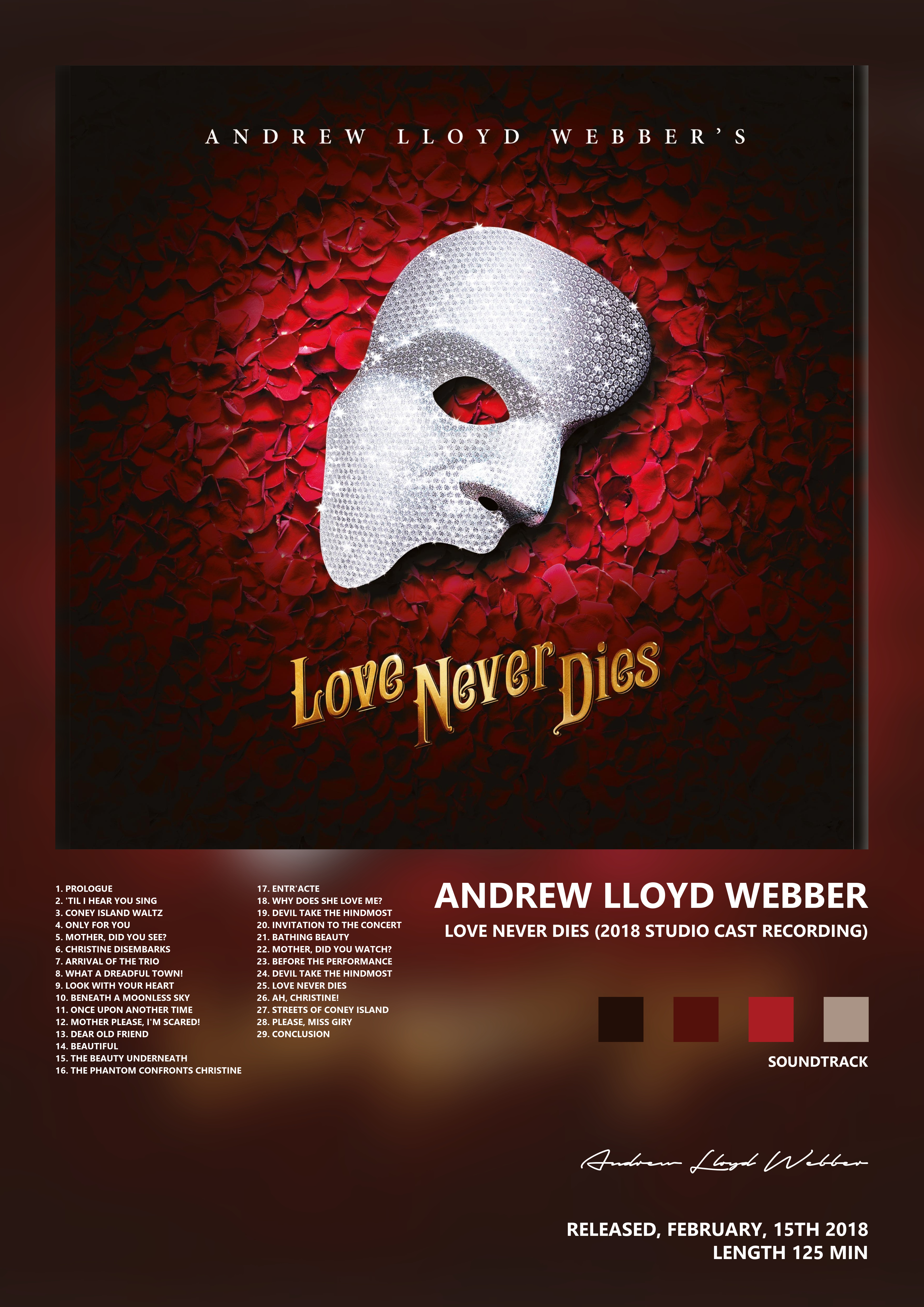 Music poster: Andrew Lloyd Webber - Love Never Dies 2018 Studio Cast Recording