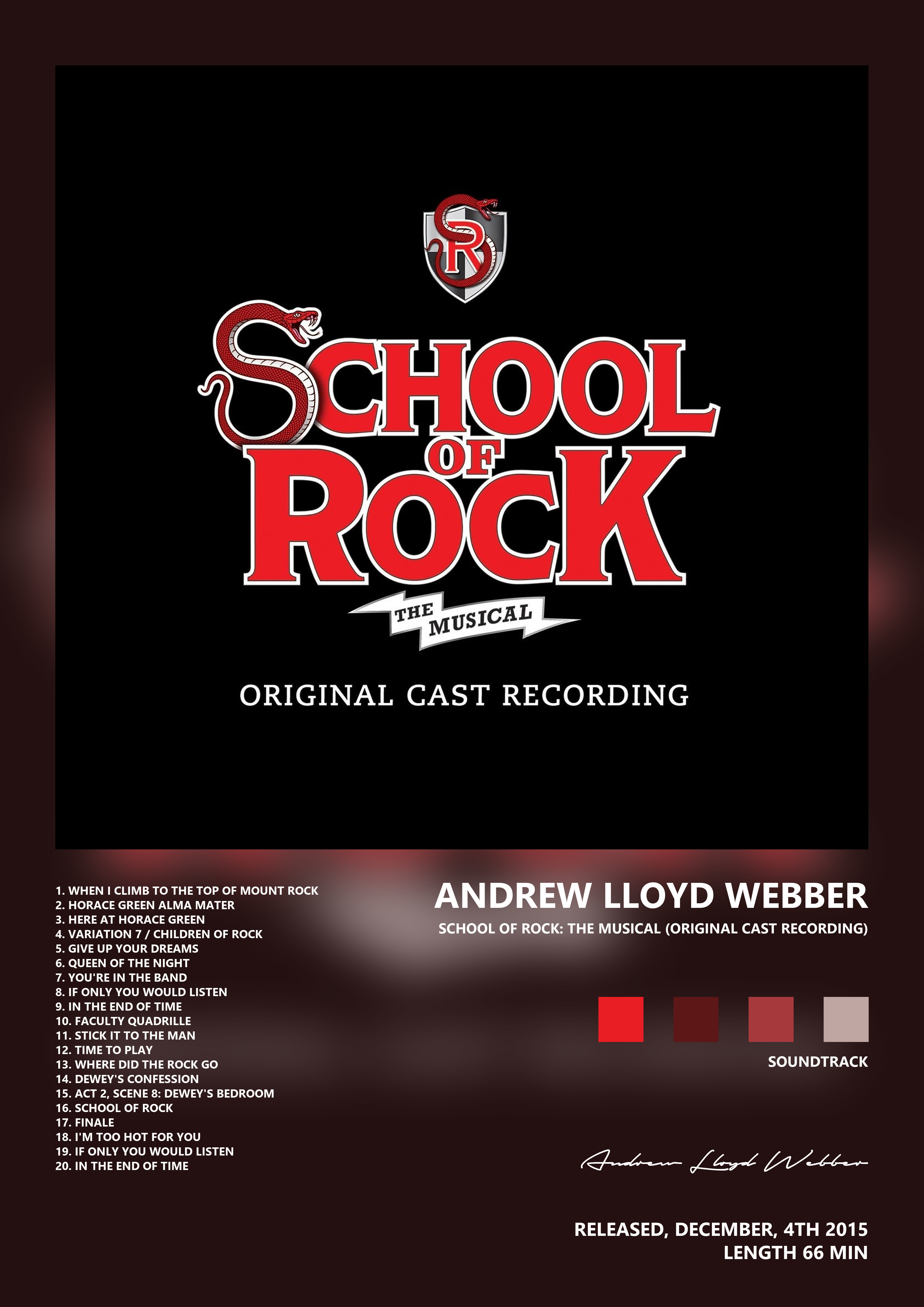 Music poster: Andrew Lloyd Webber - School of Rock The Musical Original Cast Recording