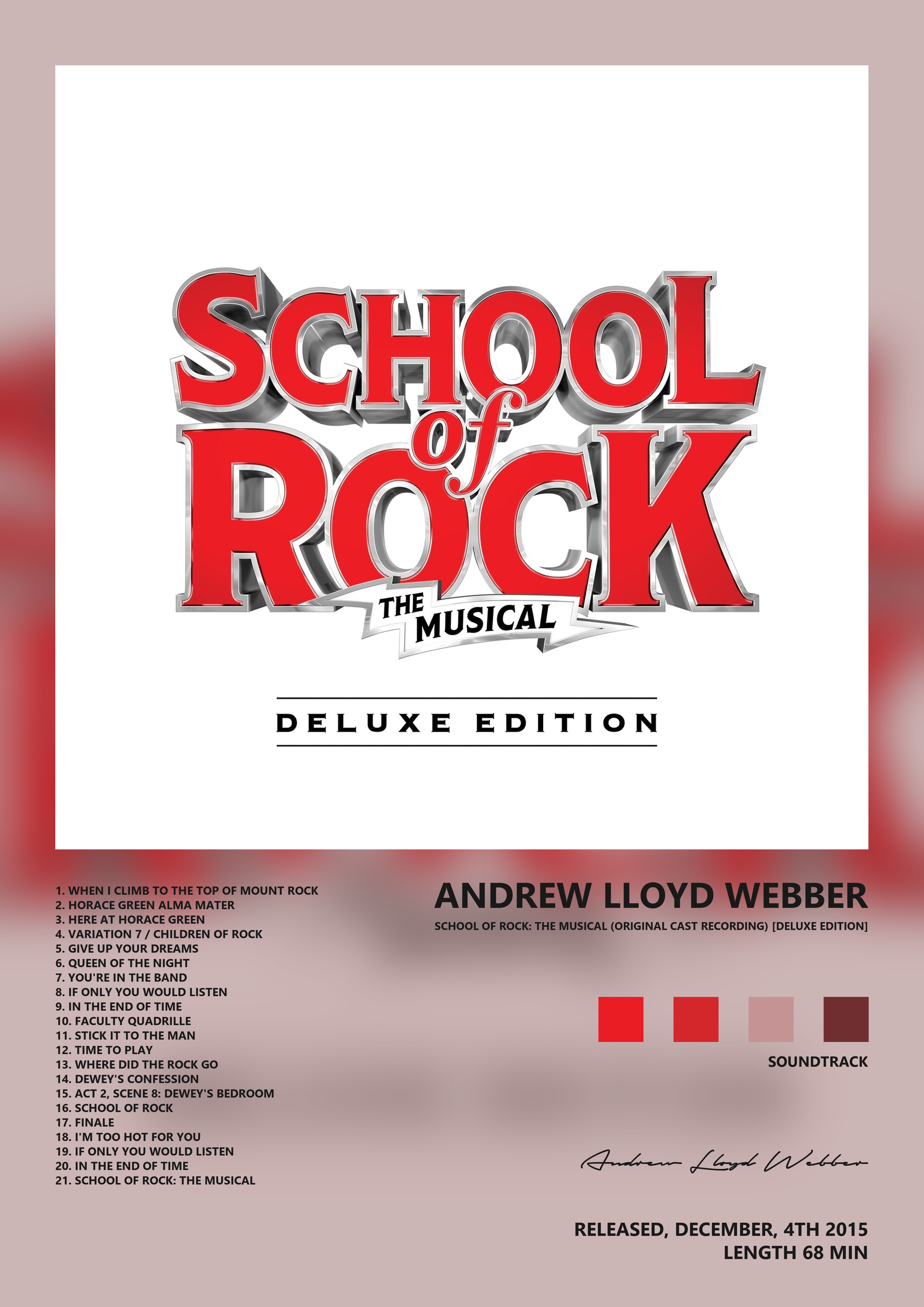 Music poster: Andrew Lloyd Webber - School of Rock The Musical Original Cast Recording Deluxe Edition
