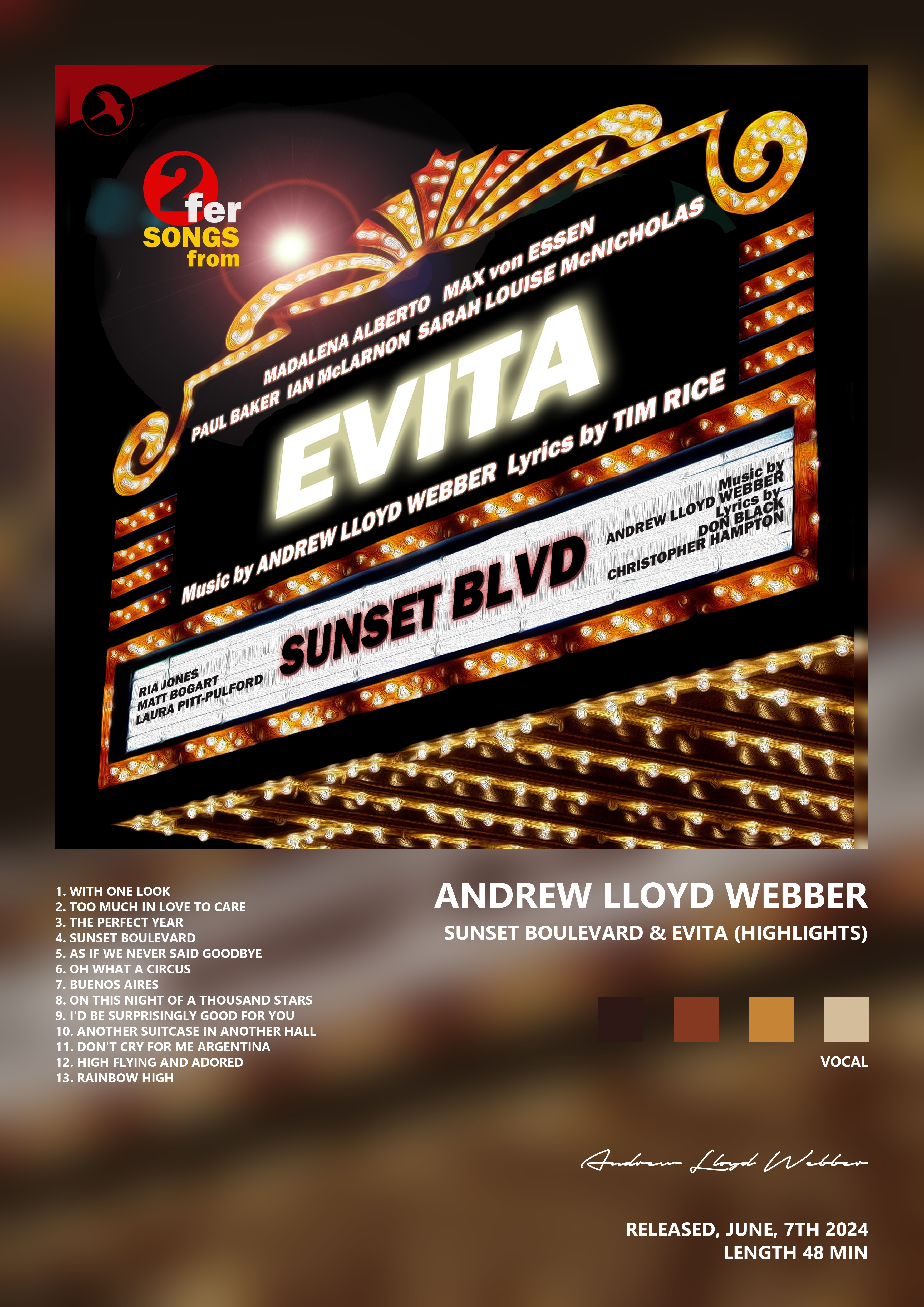 Music poster: Andrew Lloyd Webber - Sunset Boulevard Evita Highlights