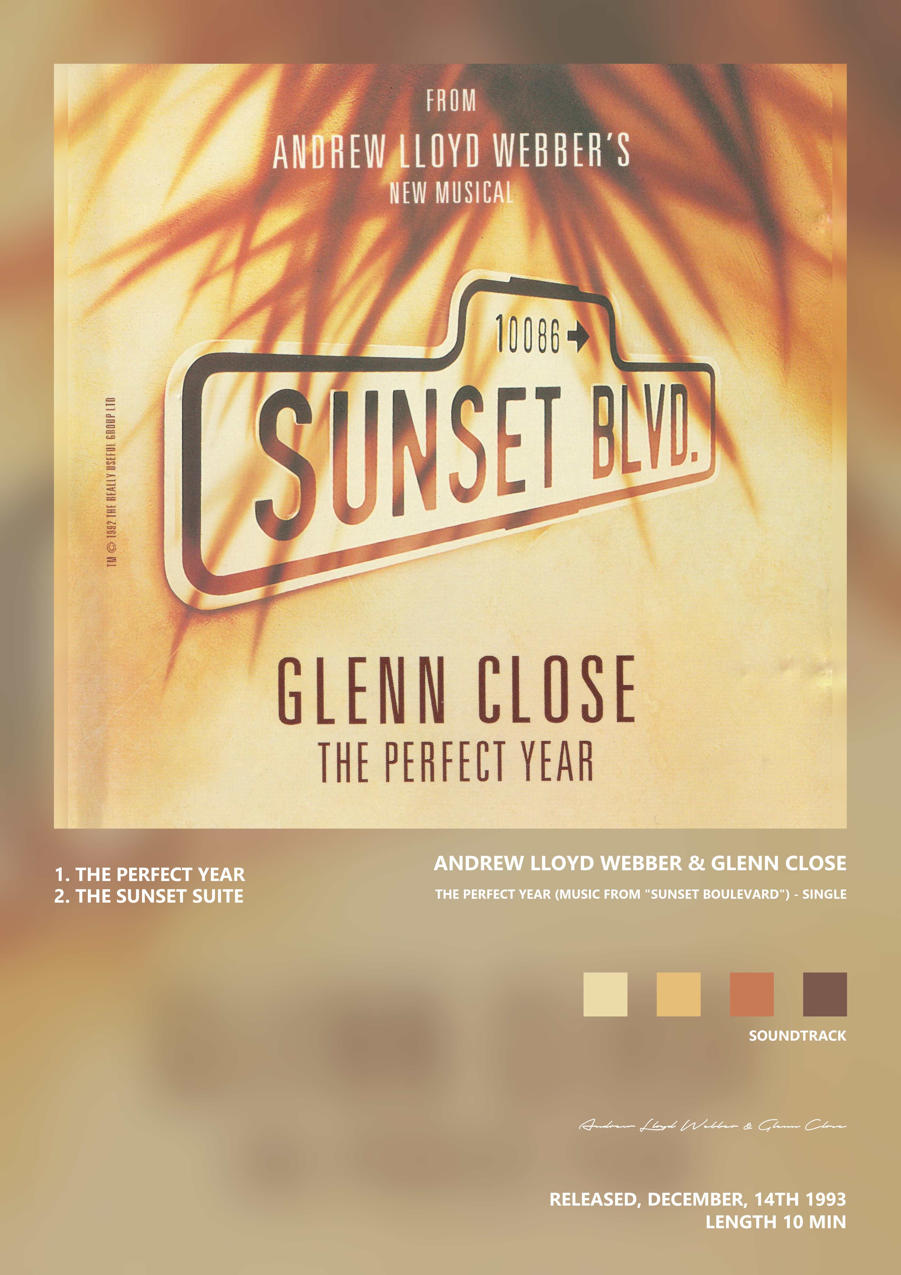 Music poster: Andrew Lloyd Webber Glenn Close - The Perfect Year Music From Sunset Boulevard - Single