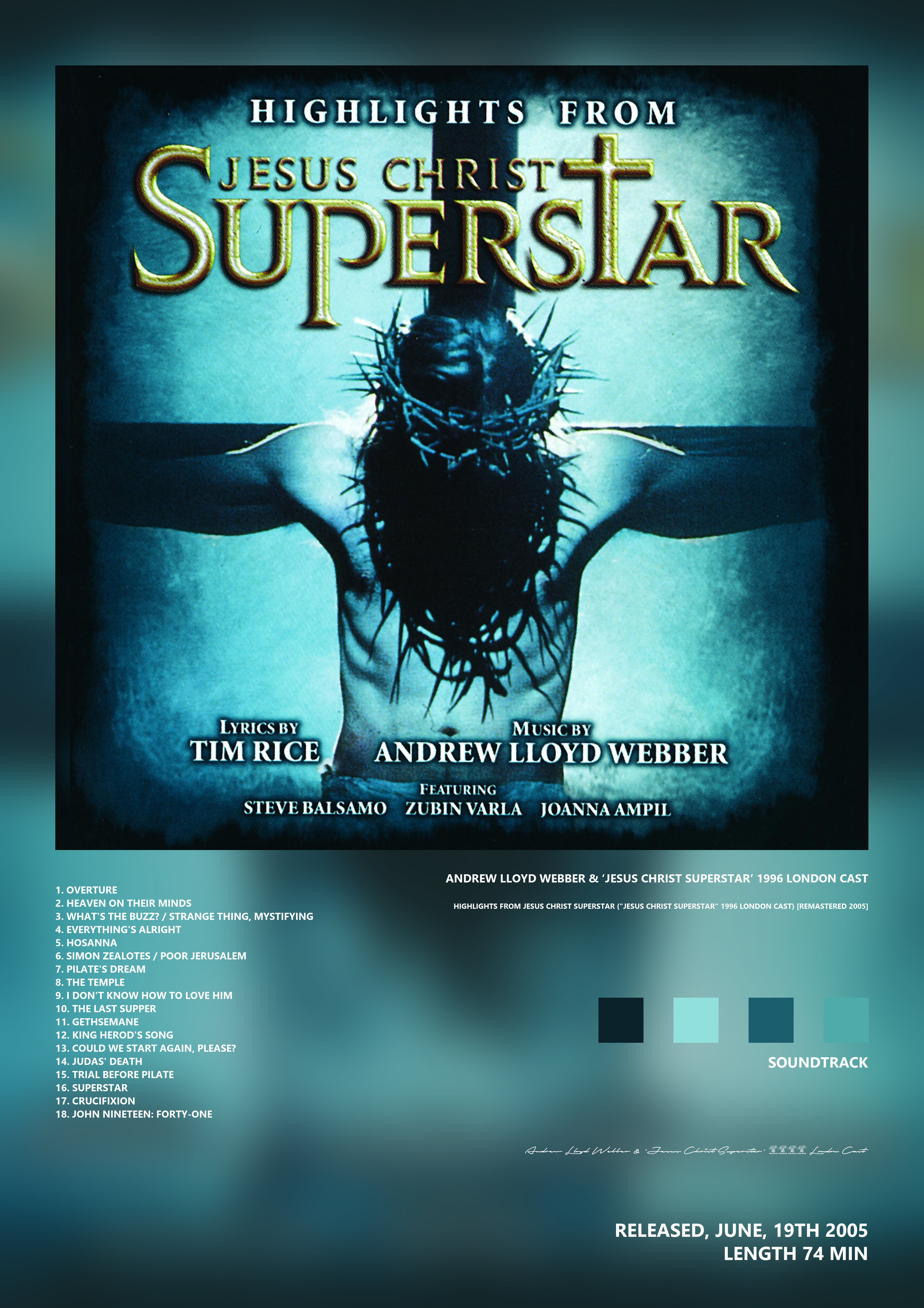 Music poster: Andrew Lloyd Webber Jesus Christ Superstar 1996 London Cast - Highlights from Jesus Christ Superstar Jesus Christ Supers