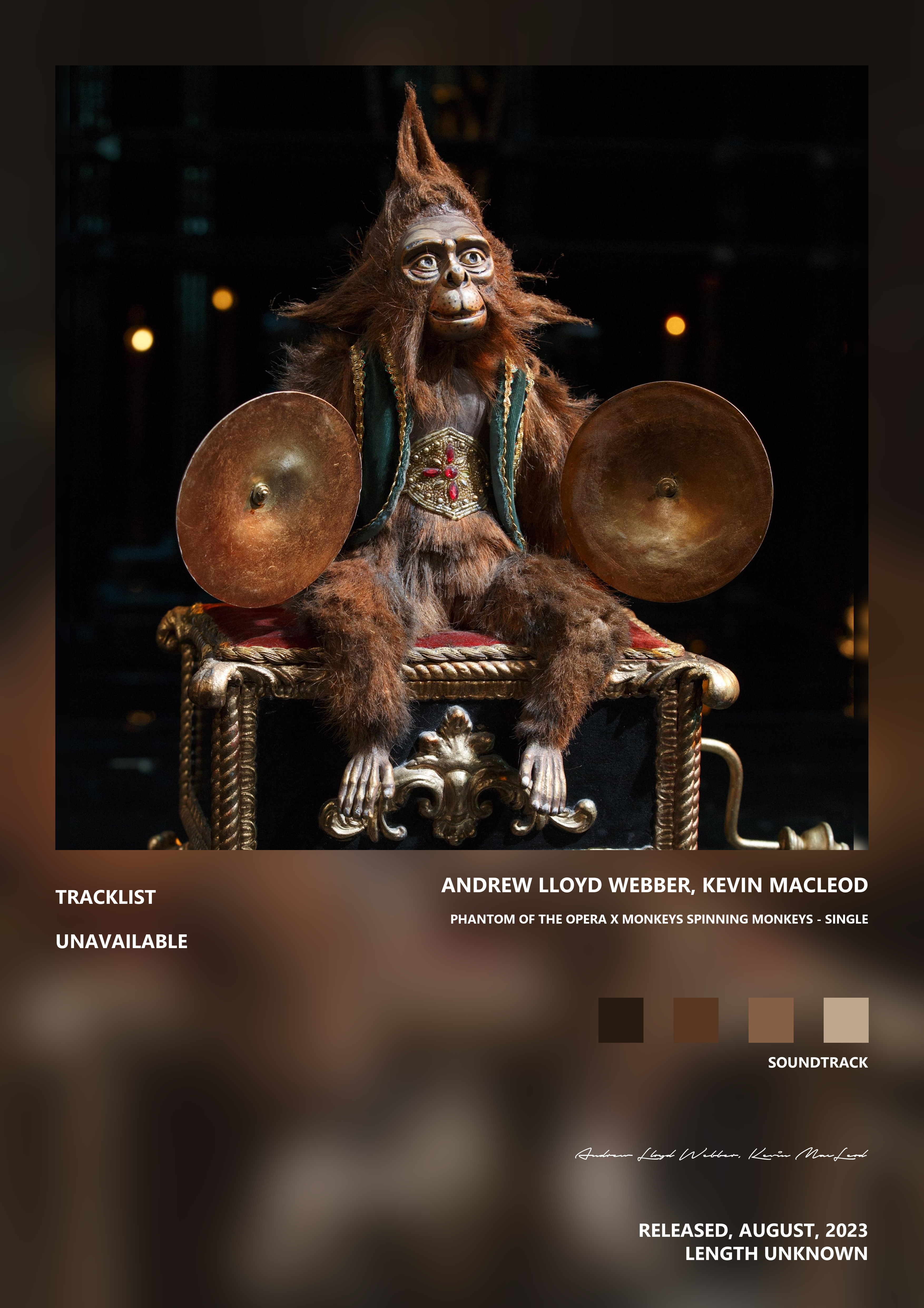 Music poster: Andrew Lloyd Webber Kevin MacLeod - Phantom of the Opera X Monkeys Spinning Monkeys - Single
