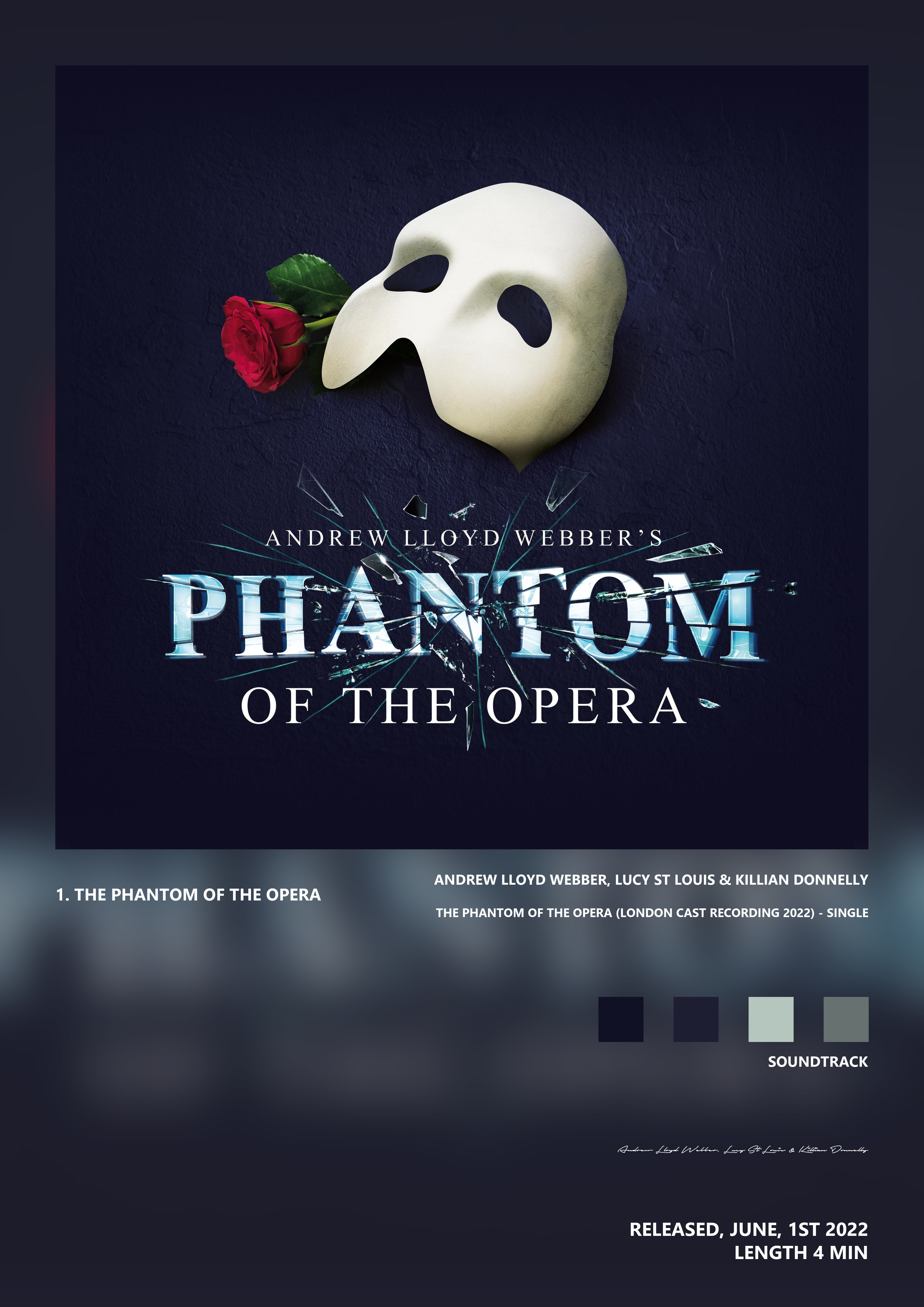 Music poster: Andrew Lloyd Webber Lucy St Louis Killian Donnelly - The Phantom of the Opera London Cast Recording 2022 - Single