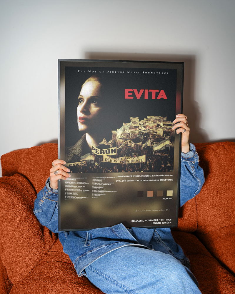 Music poster: Andrew Lloyd Webber Madonna Antonio Banderas - Evita The Complete Motion Picture Music Soundtrack