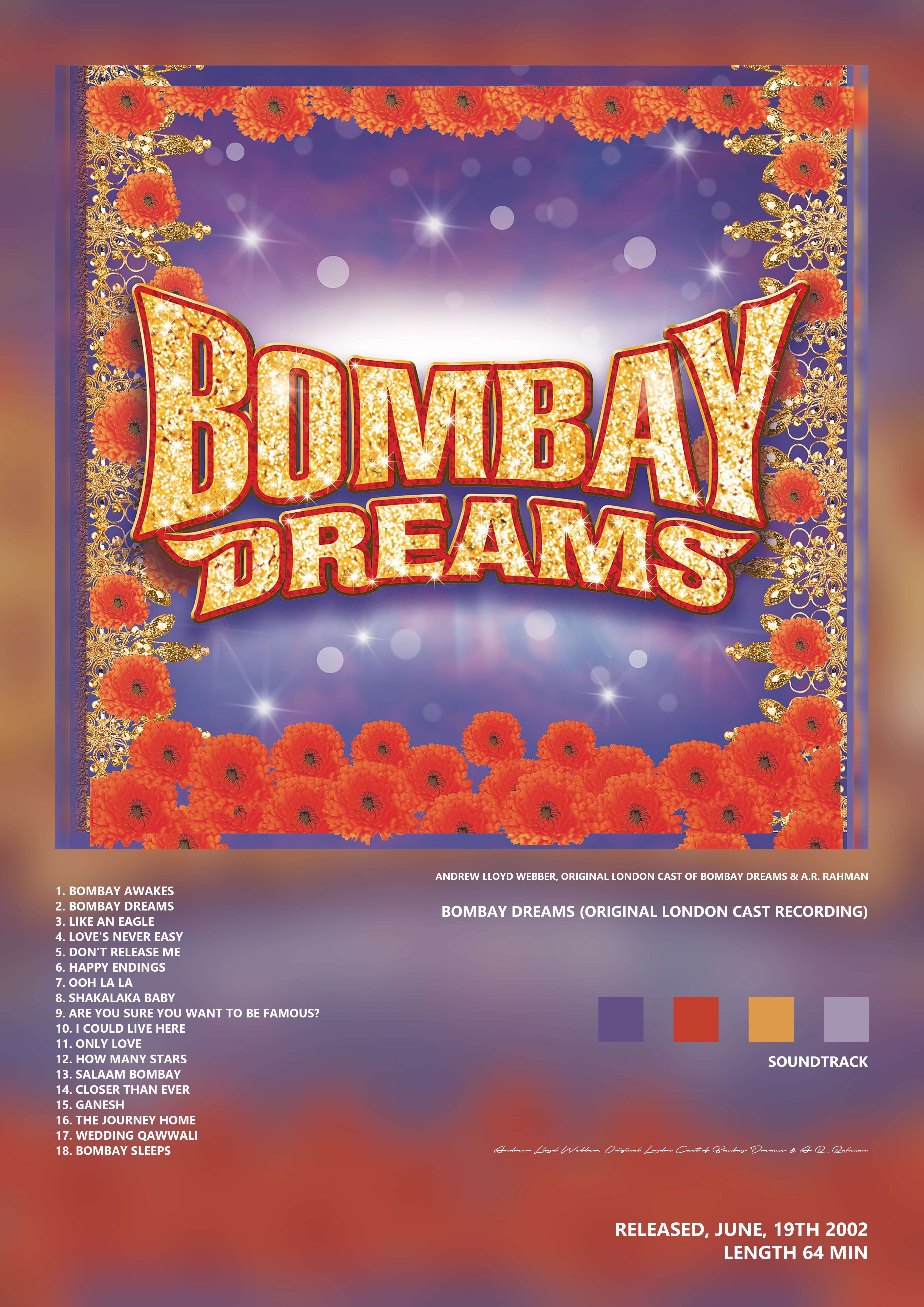 Music poster: Andrew Lloyd Webber Original London Cast of Bombay Dreams AR Rahman - Bombay Dreams Original London Cast Recording