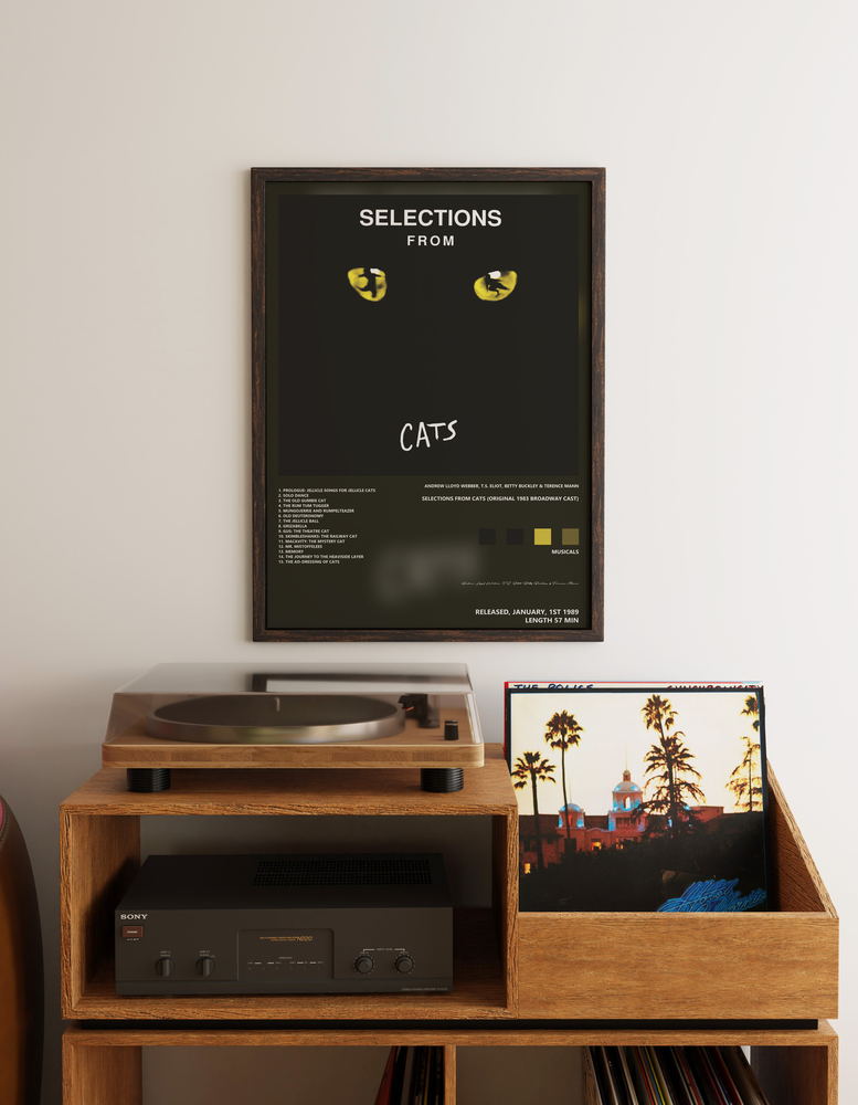Music poster: Andrew Lloyd Webber TS Eliot Betty Buckley Terence Mann - Selections from Cats Original 1983 Broadway Cast