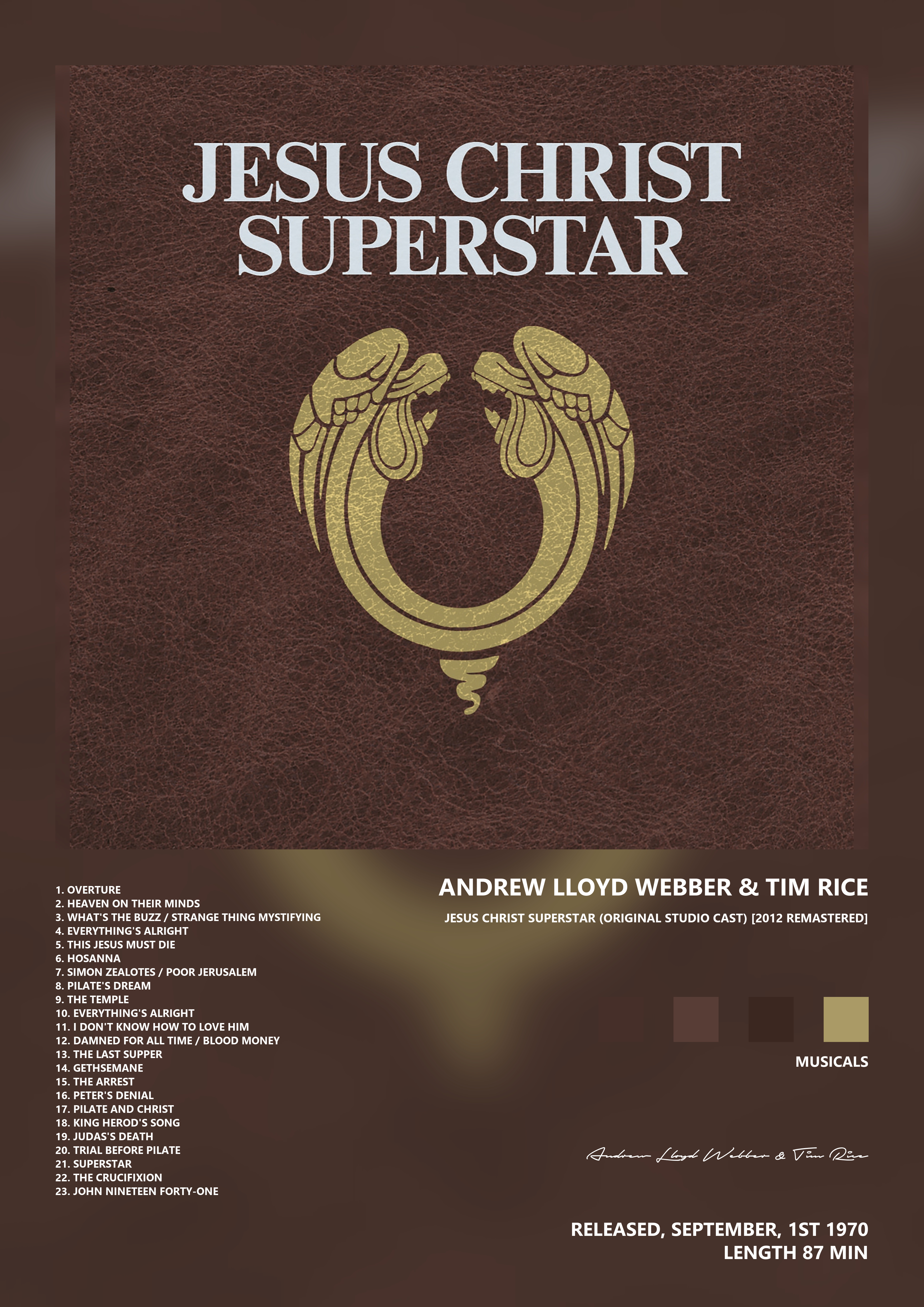 Music poster: Andrew Lloyd Webber Tim Rice - Jesus Christ Superstar Original Studio Cast 2012 Remastered