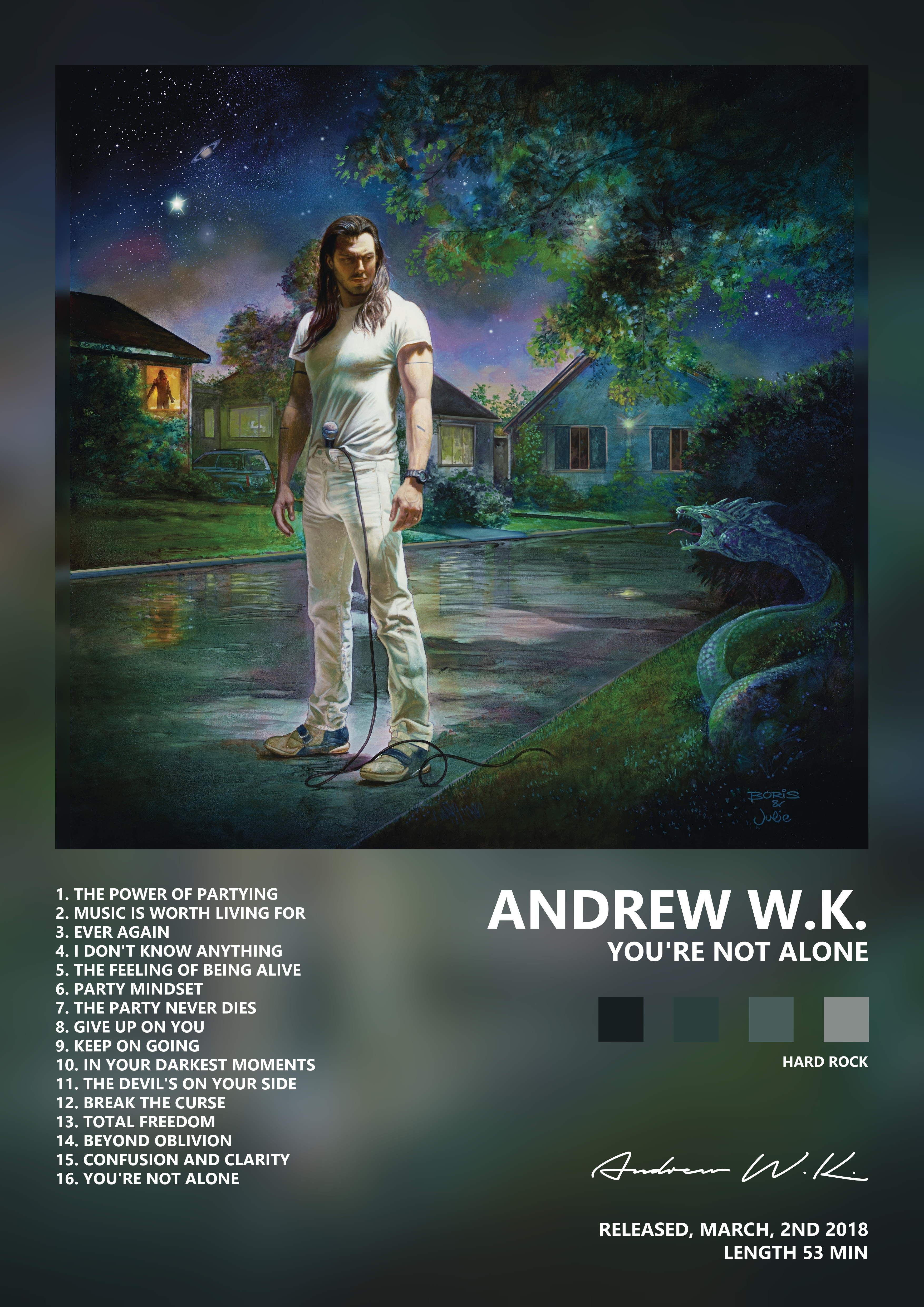 Music poster: Andrew WK - Youre Not Alone