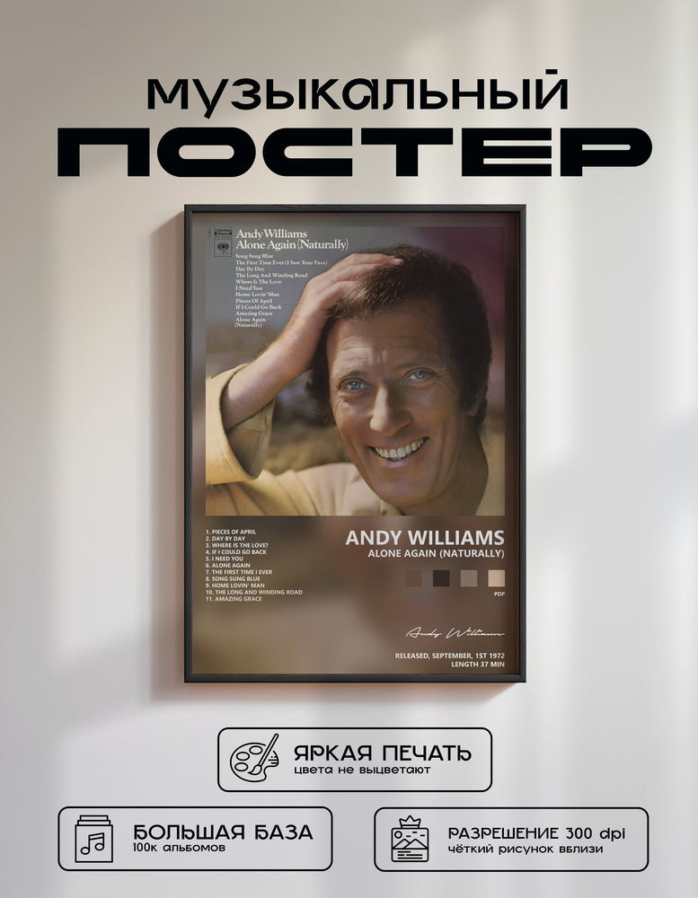 Music poster: Andy Williams - Alone Again Naturally