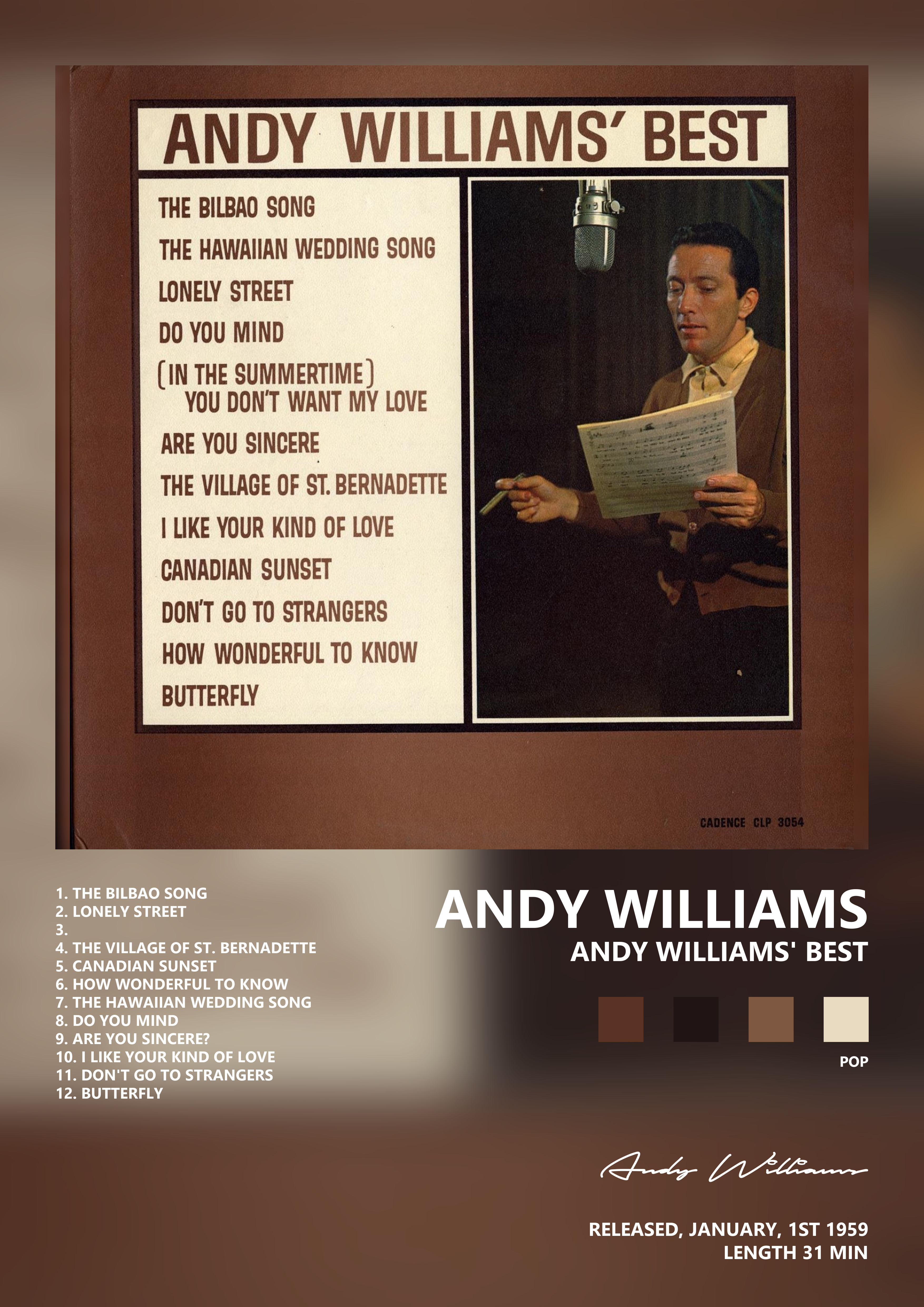 Music poster: Andy Williams - Andy Williams Best
