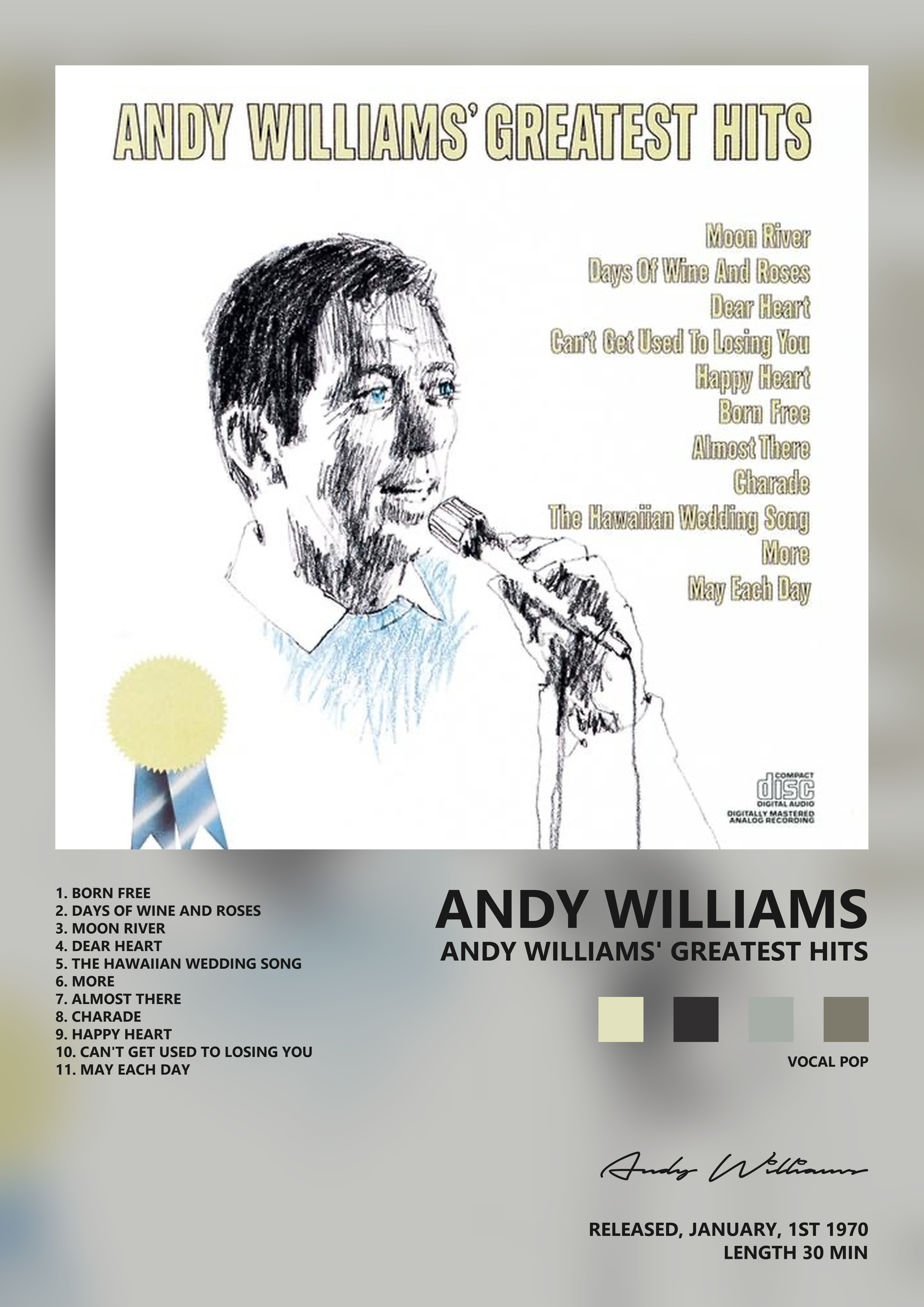 Music poster: Andy Williams - Andy Williams Greatest Hits