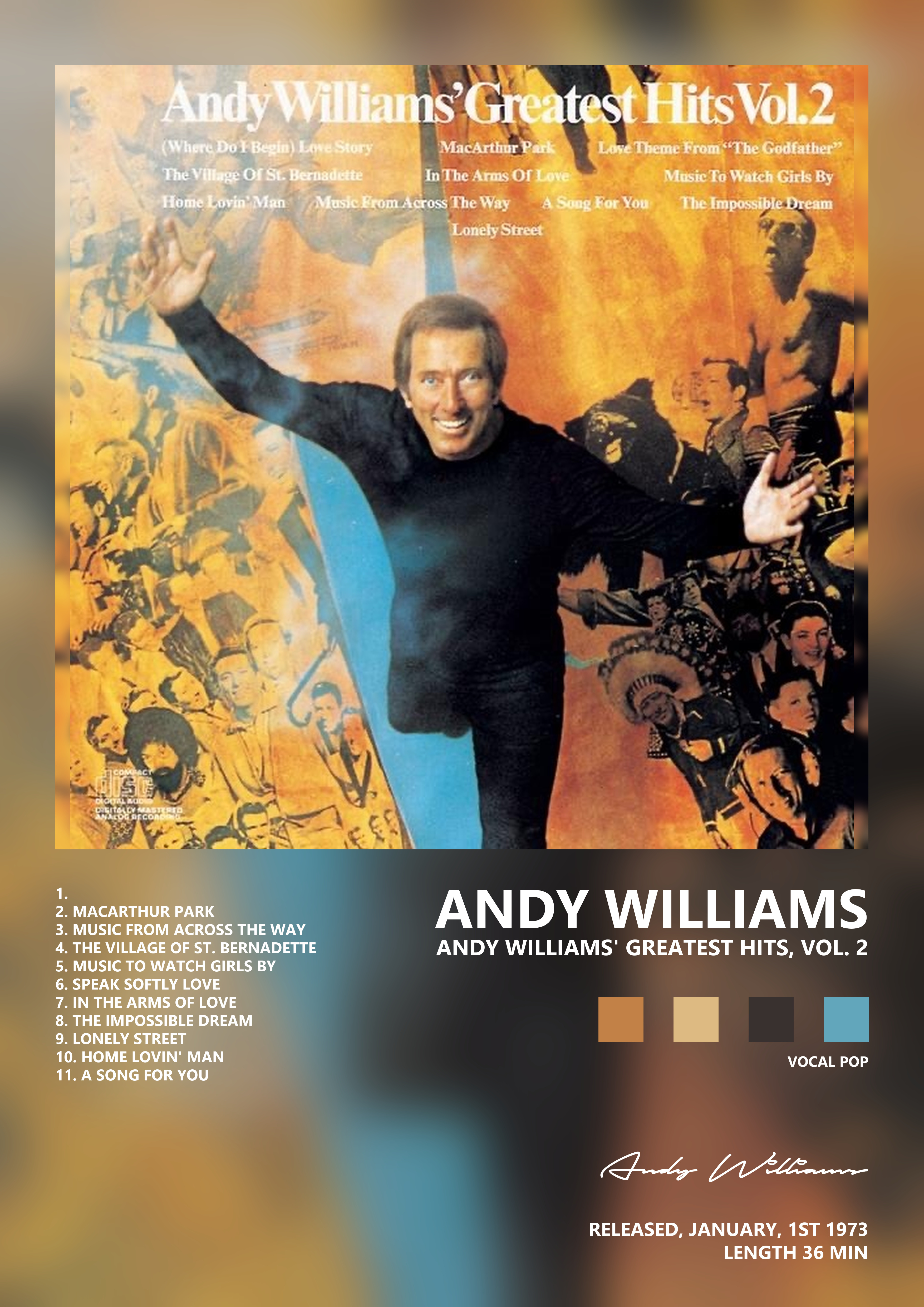 Music poster: Andy Williams - Andy Williams Greatest Hits Vol 2