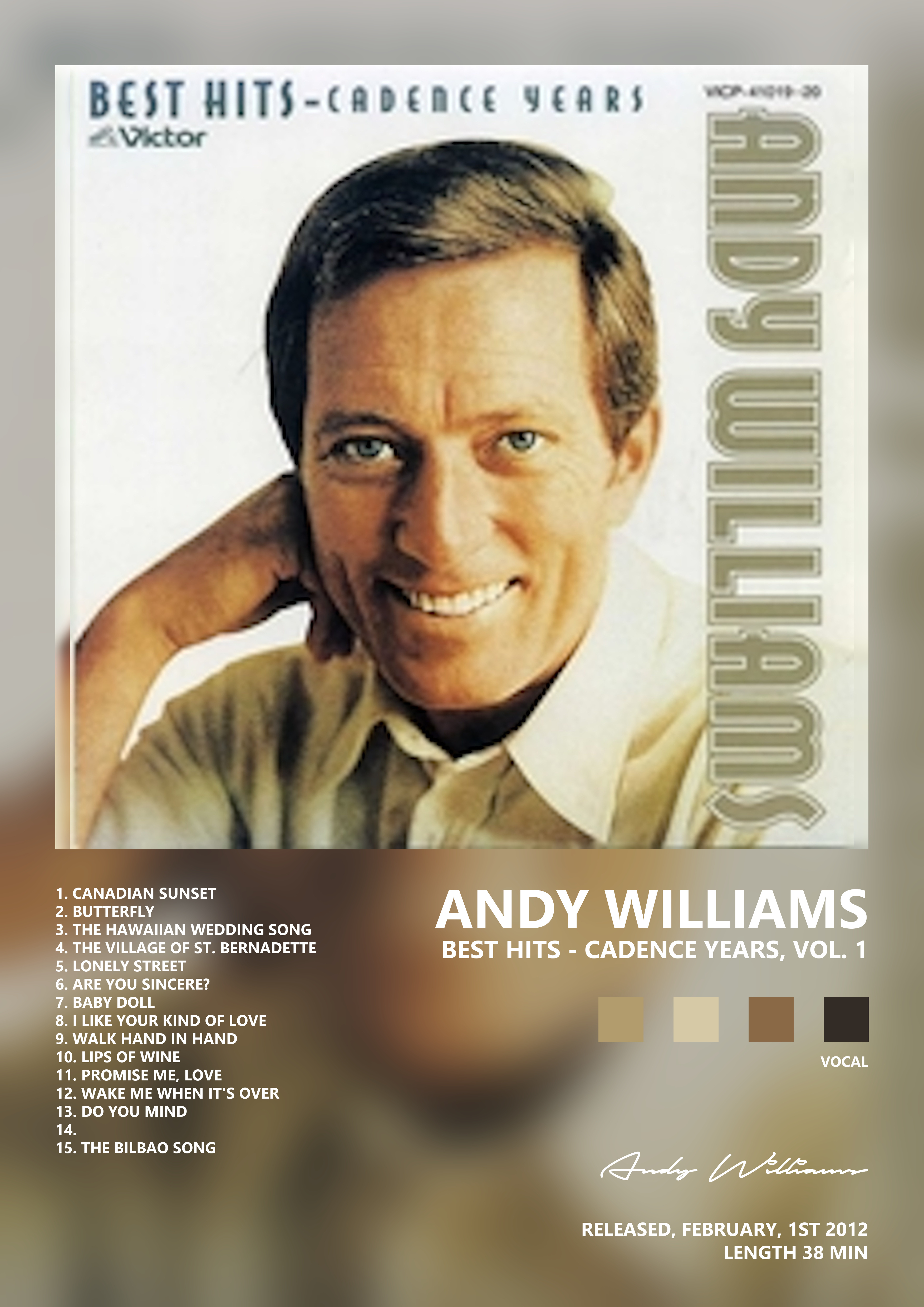 Music poster: Andy Williams - Best Hits - Cadence Years Vol 1