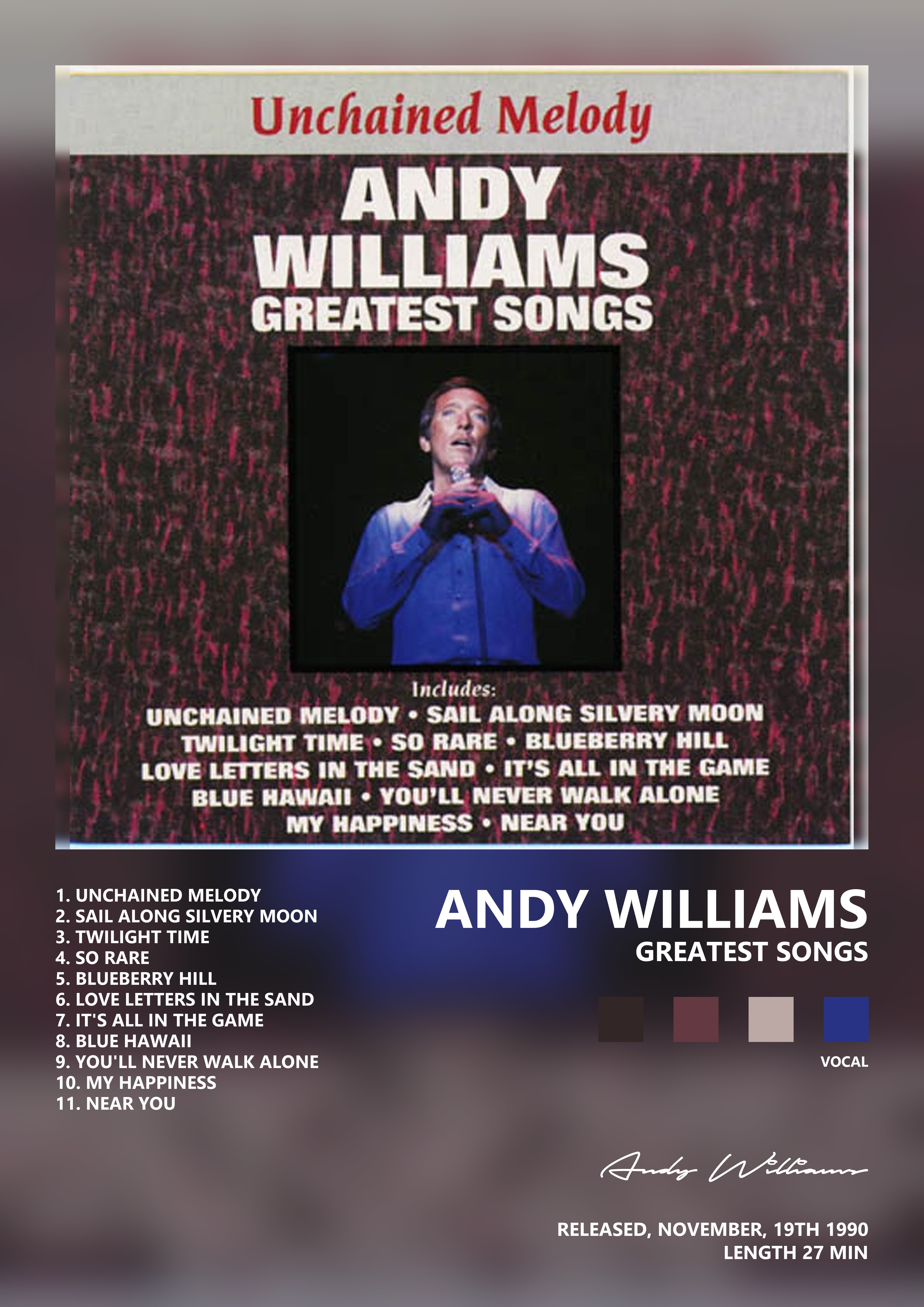 Music poster: Andy Williams - Greatest Songs
