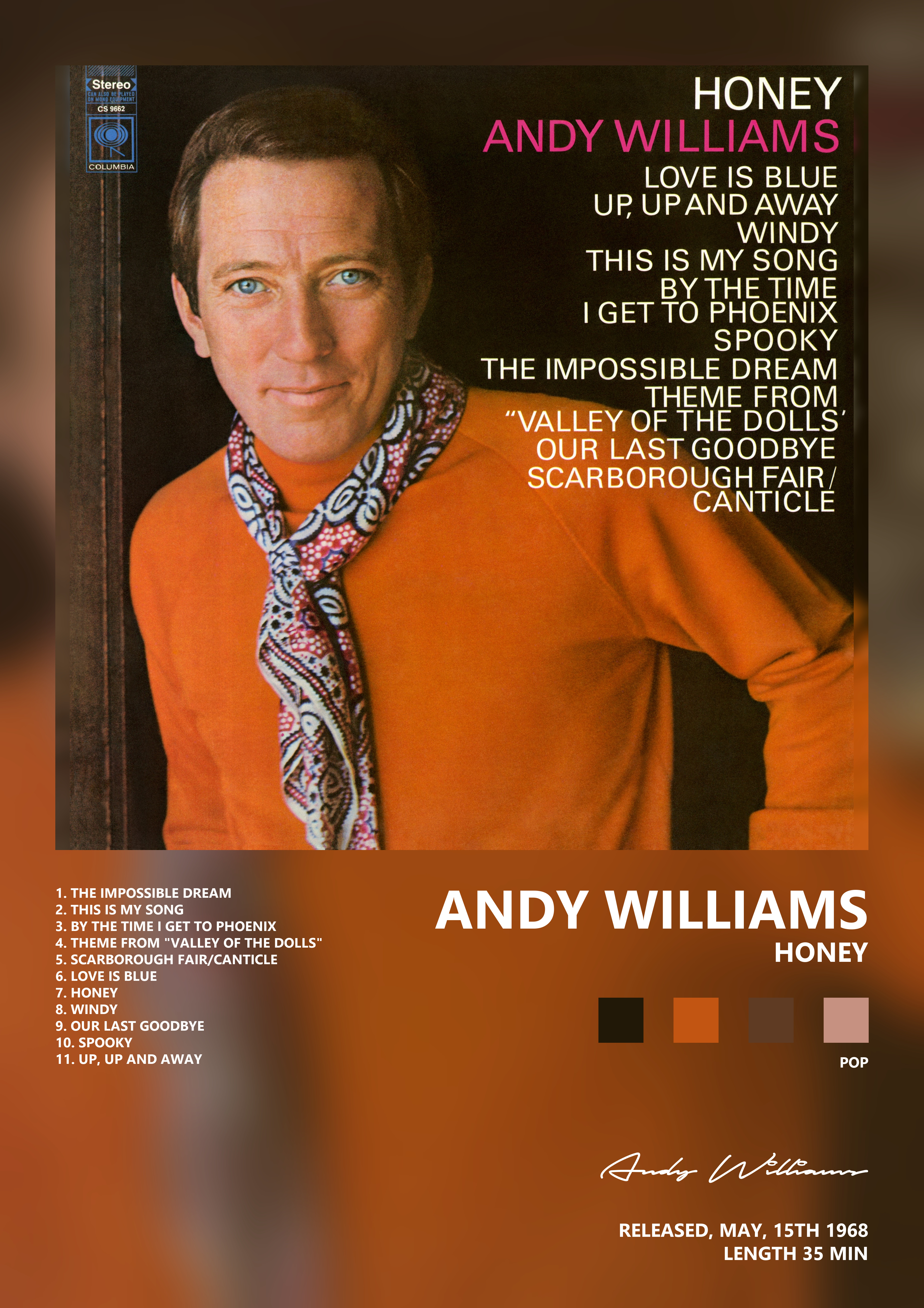 Music poster: Andy Williams - Honey