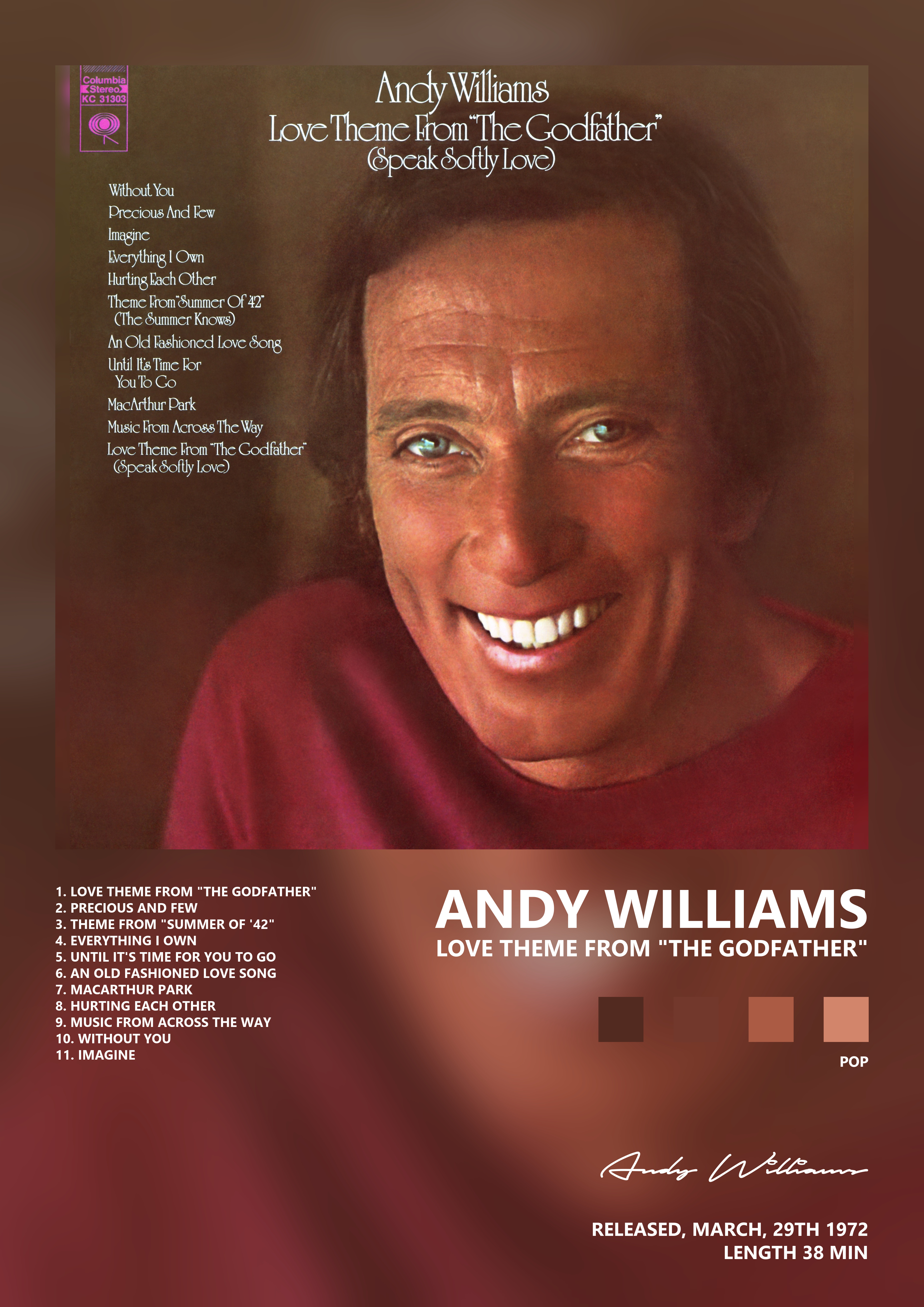 Music poster: Andy Williams - Love Theme From The Godfather
