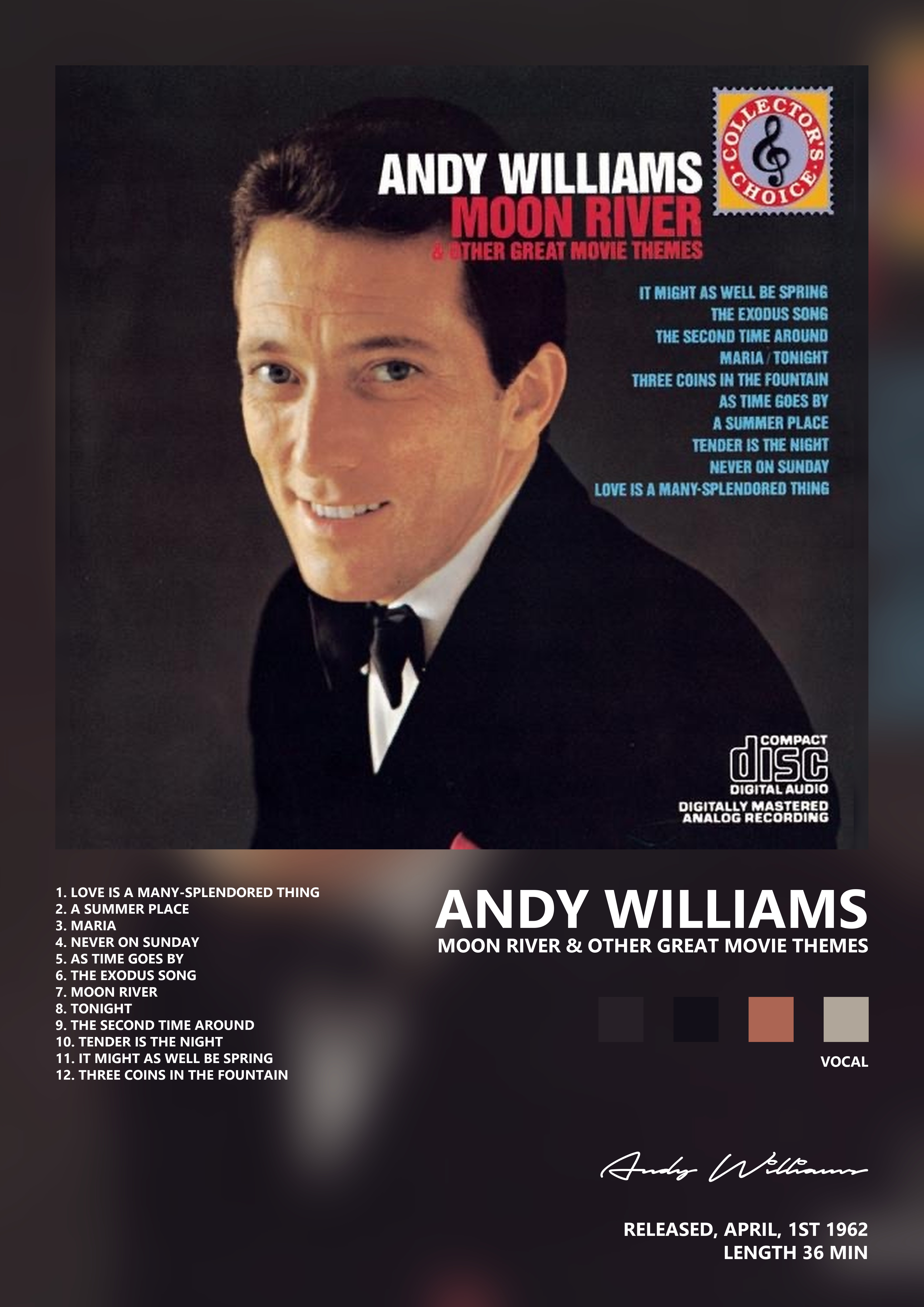 Music poster: Andy Williams - Moon River Other Great Movie Themes