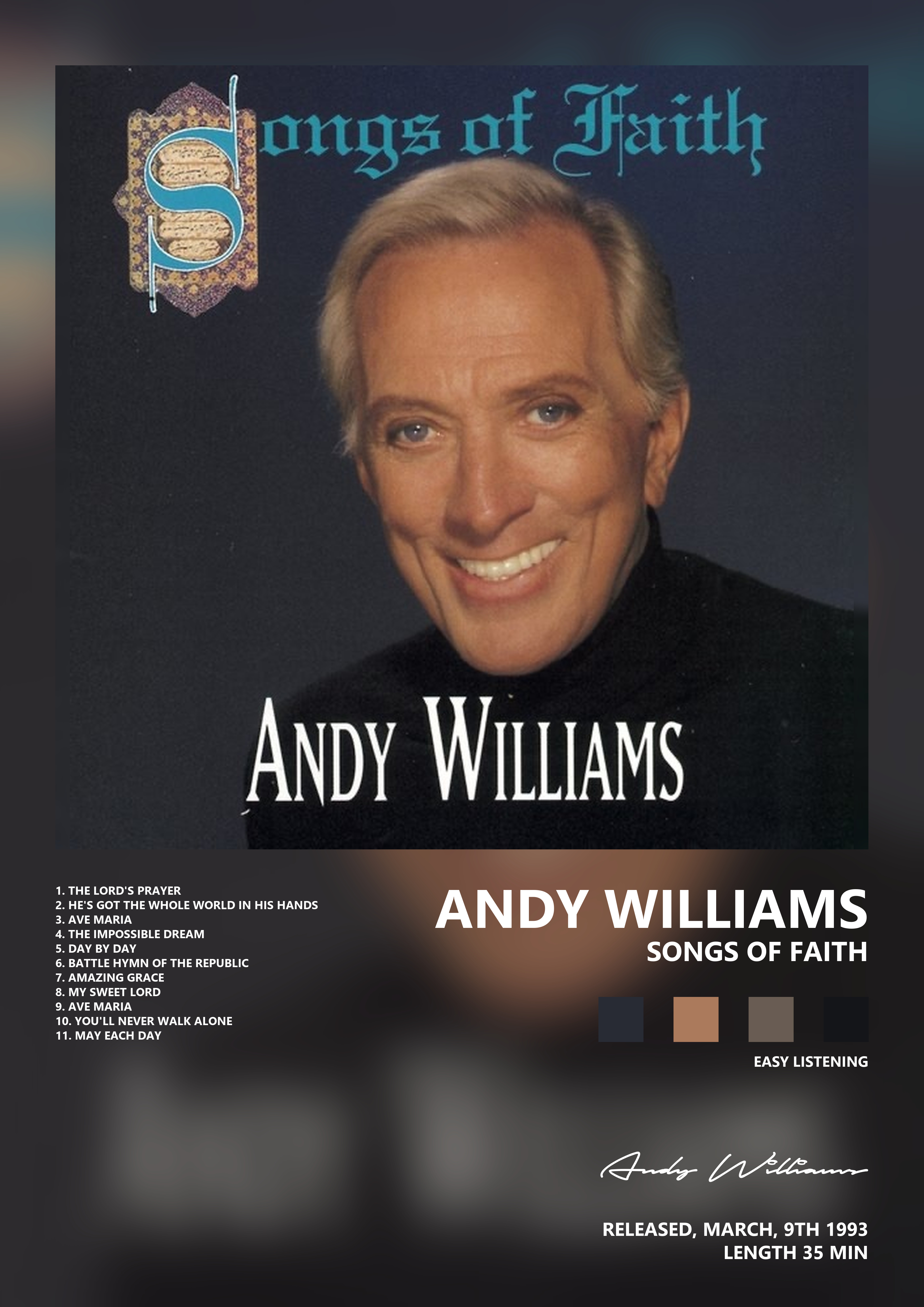 Music poster: Andy Williams - SONGS OF FAITH