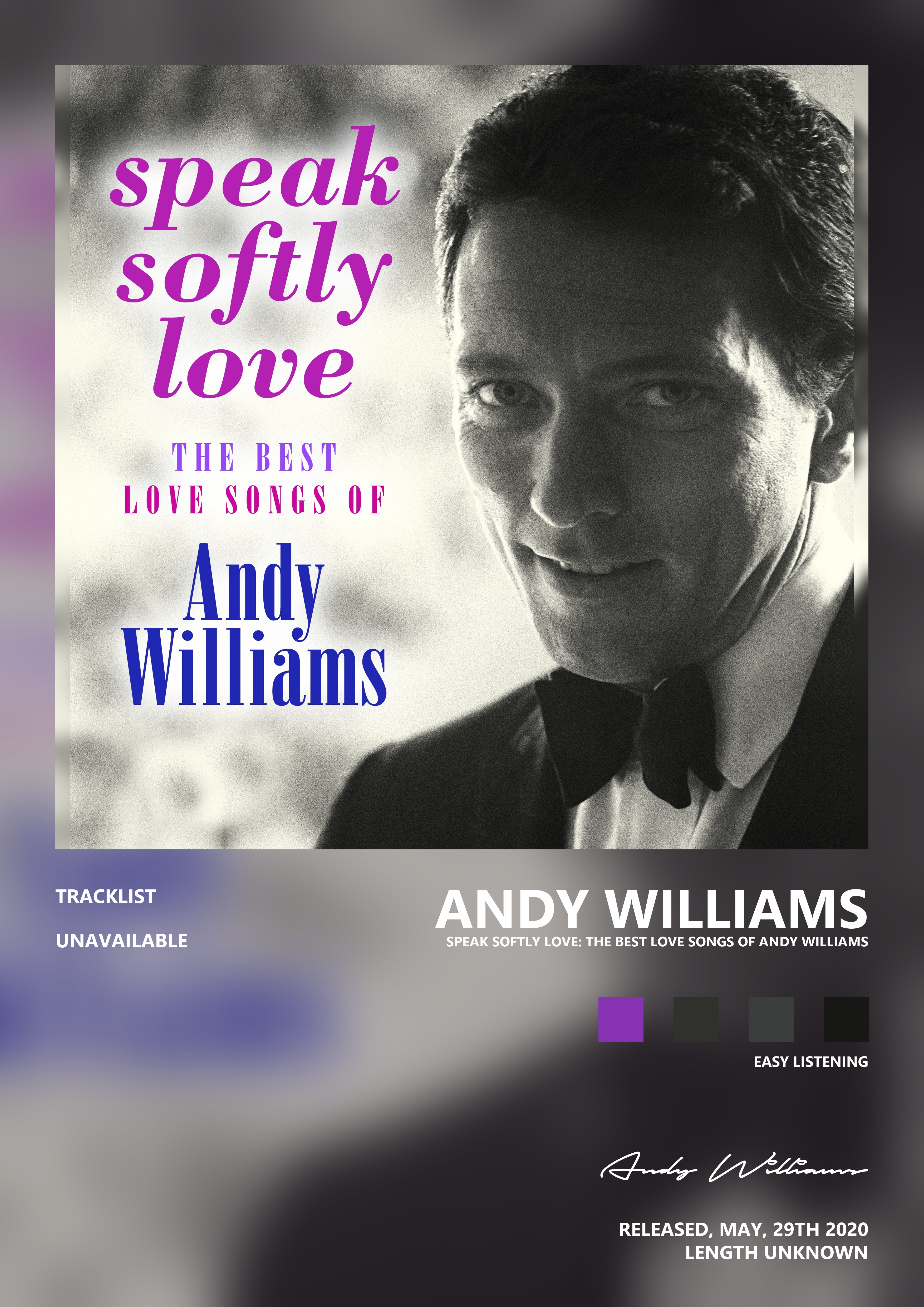 Music poster: Andy Williams - Speak Softly Love The Best Love Songs of Andy Williams