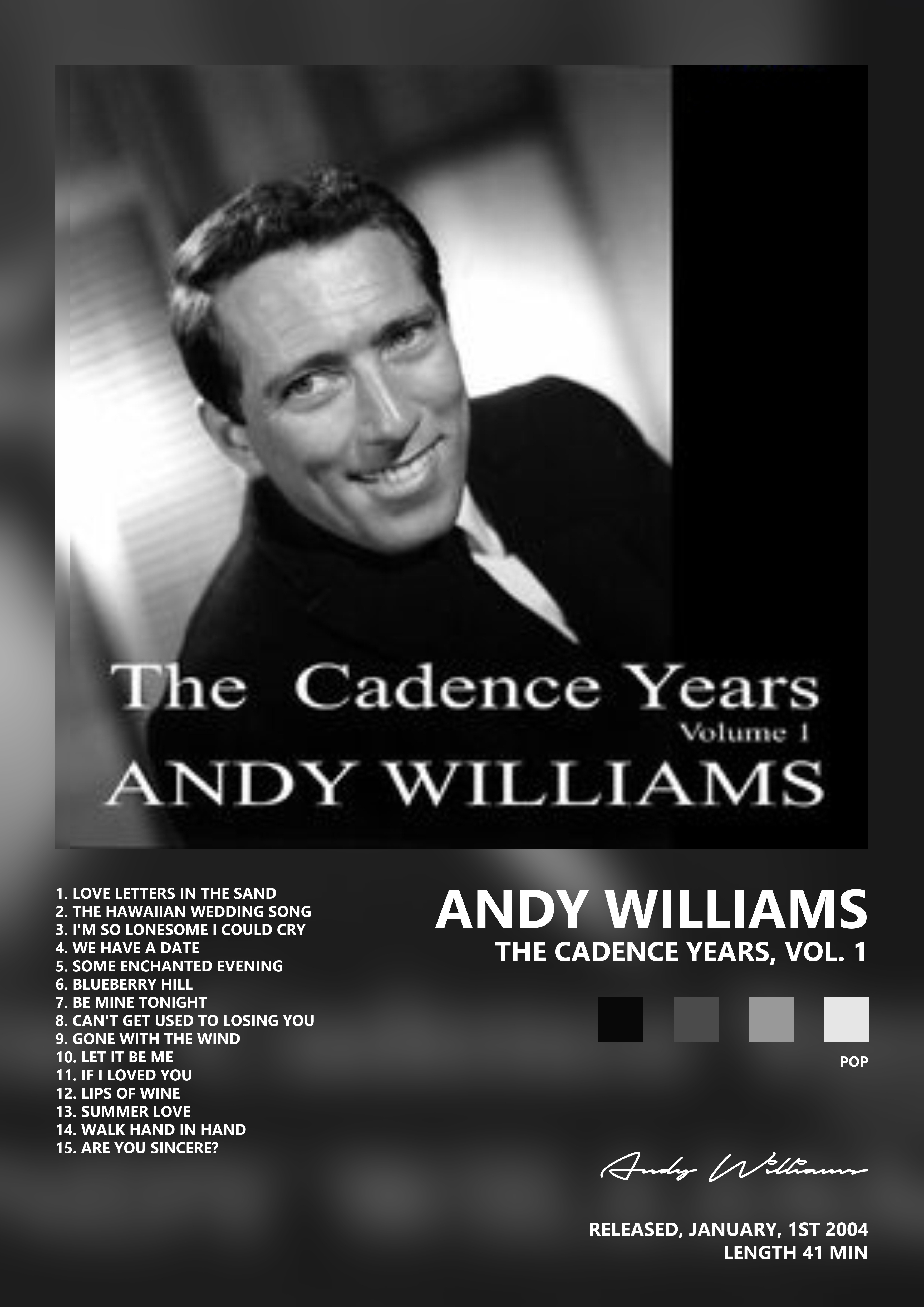 Music poster: Andy Williams - The Cadence Years Vol 1