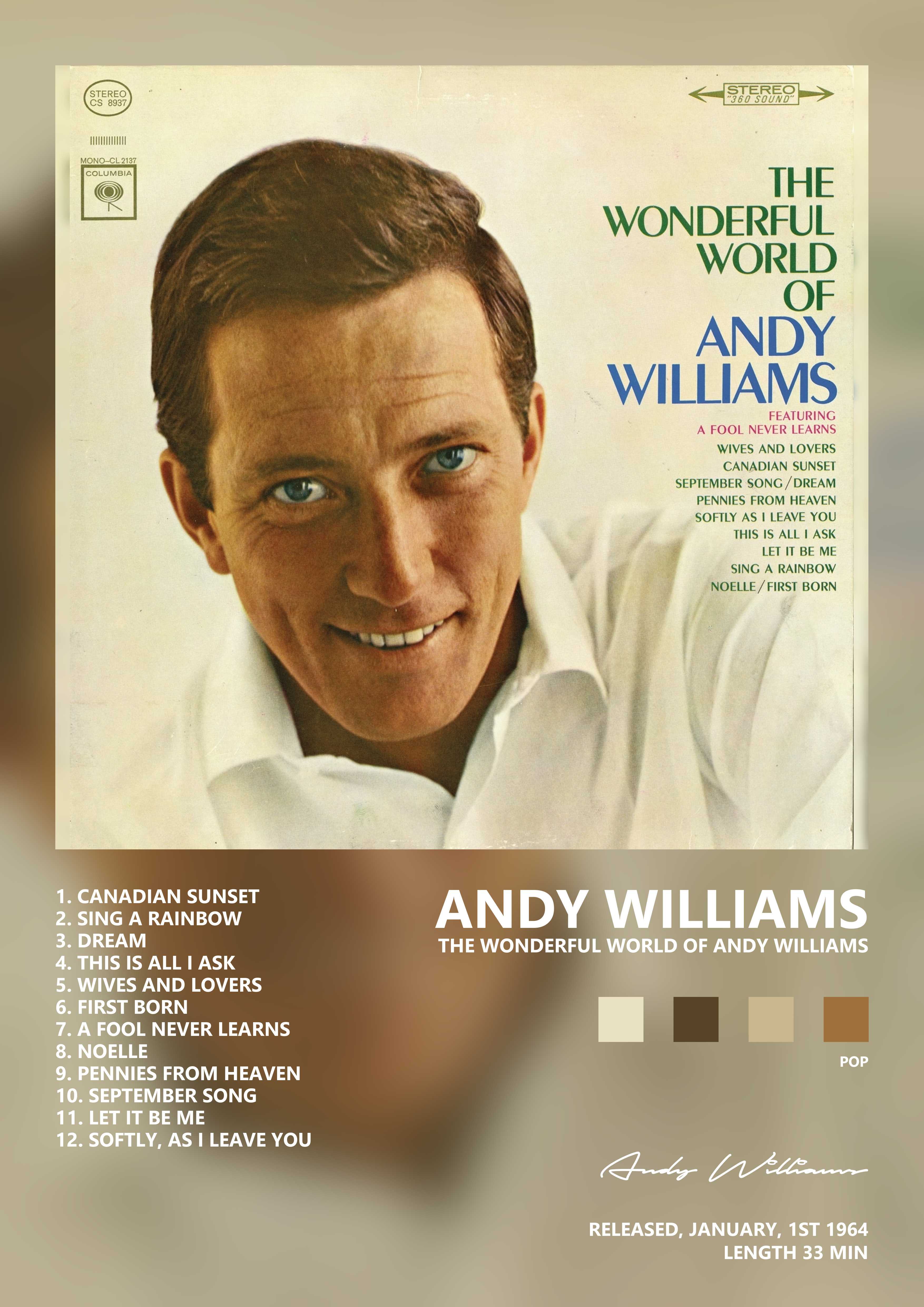 Music poster: Andy Williams - The Wonderful World of Andy Williams