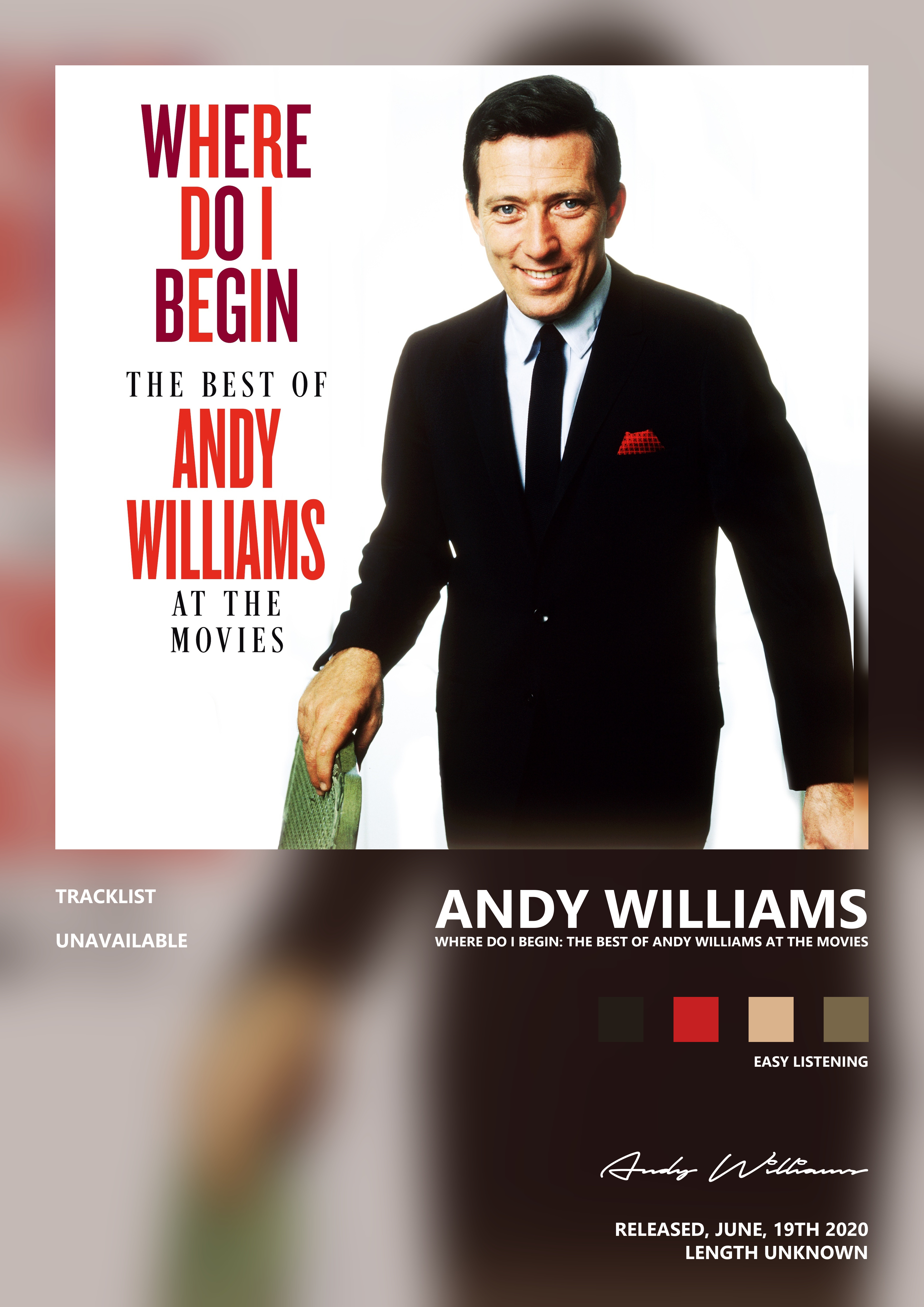 Music poster: Andy Williams - Where Do I Begin The Best of Andy Williams at the Movies
