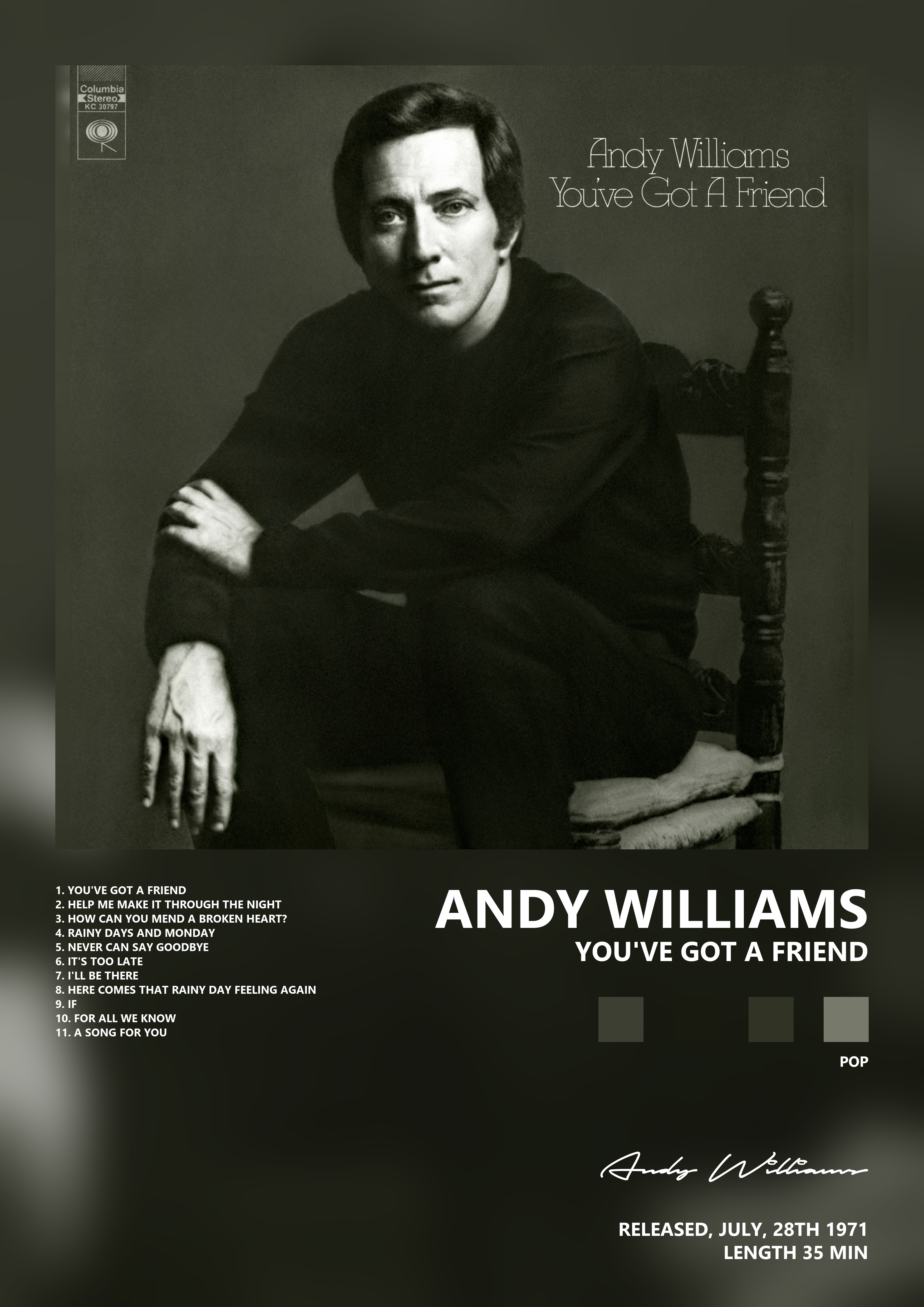 Music poster: Andy Williams - Youve Got a Friend