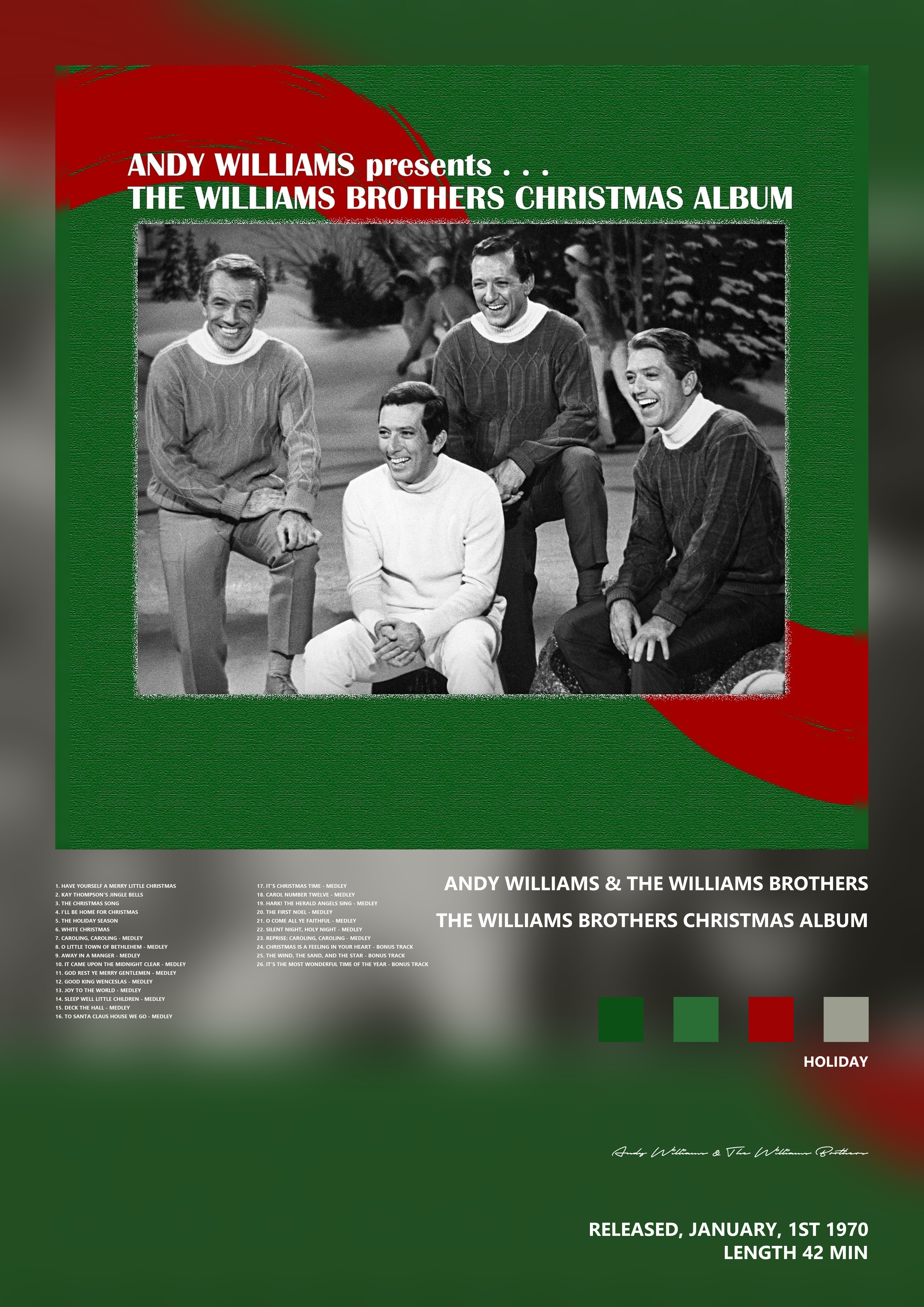 Music poster: Andy Williams The Williams Brothers - The Williams Brothers Christmas Album