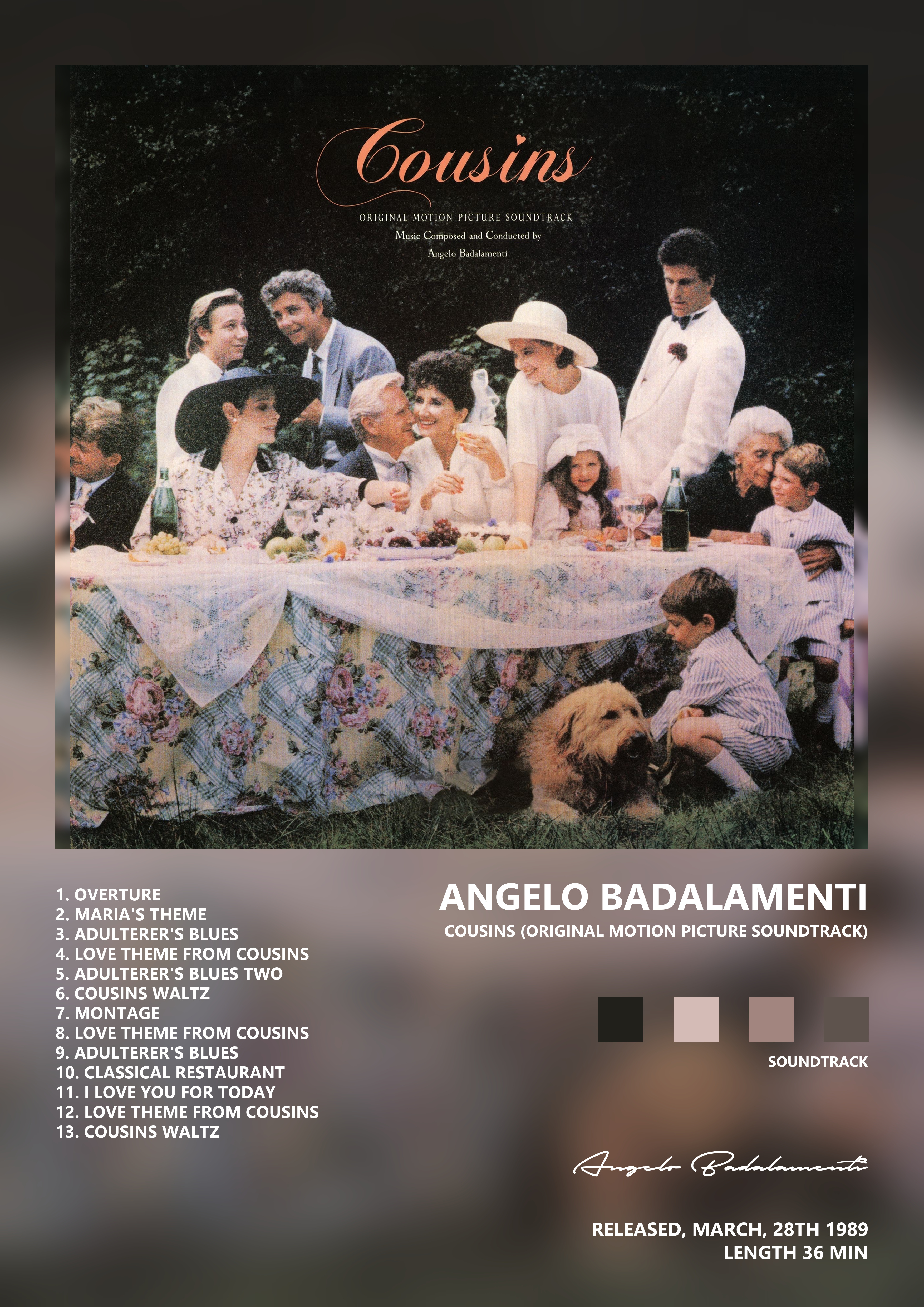 Music poster: Angelo Badalamenti - Cousins Original Motion Picture Soundtrack