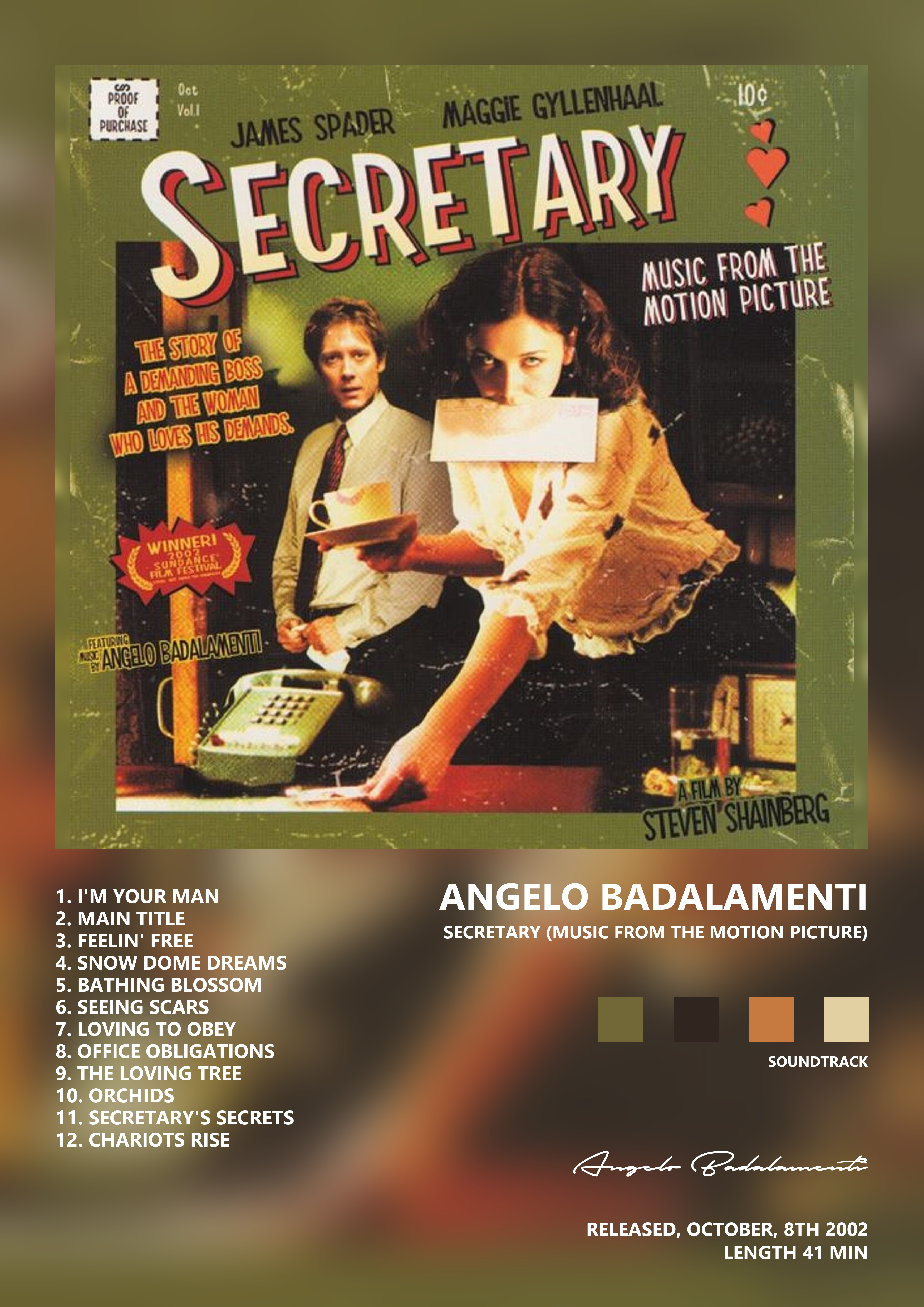 Music poster: Angelo Badalamenti - Secretary Music from the Motion Picture