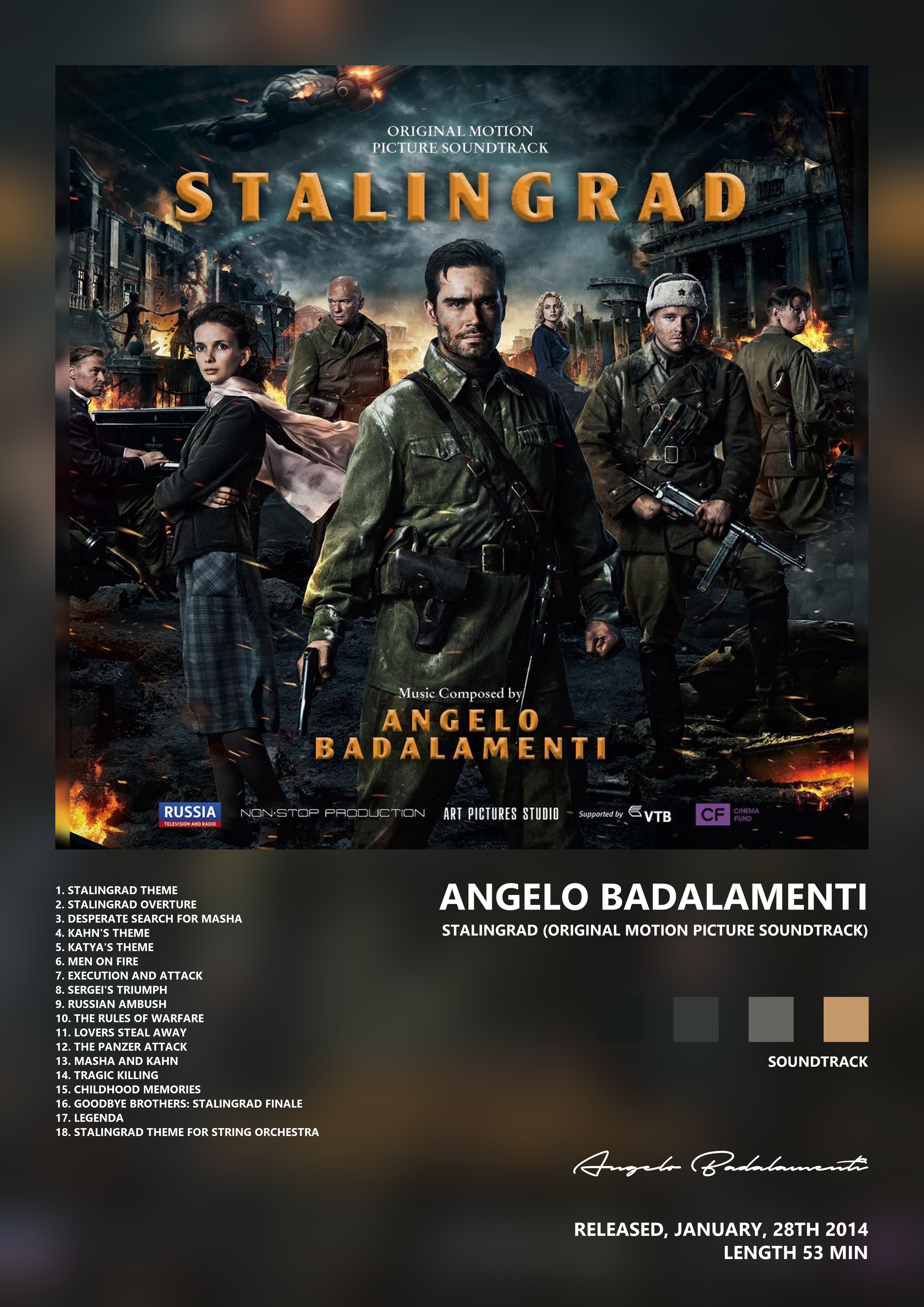 Music poster: Angelo Badalamenti - Stalingrad Original Motion Picture Soundtrack