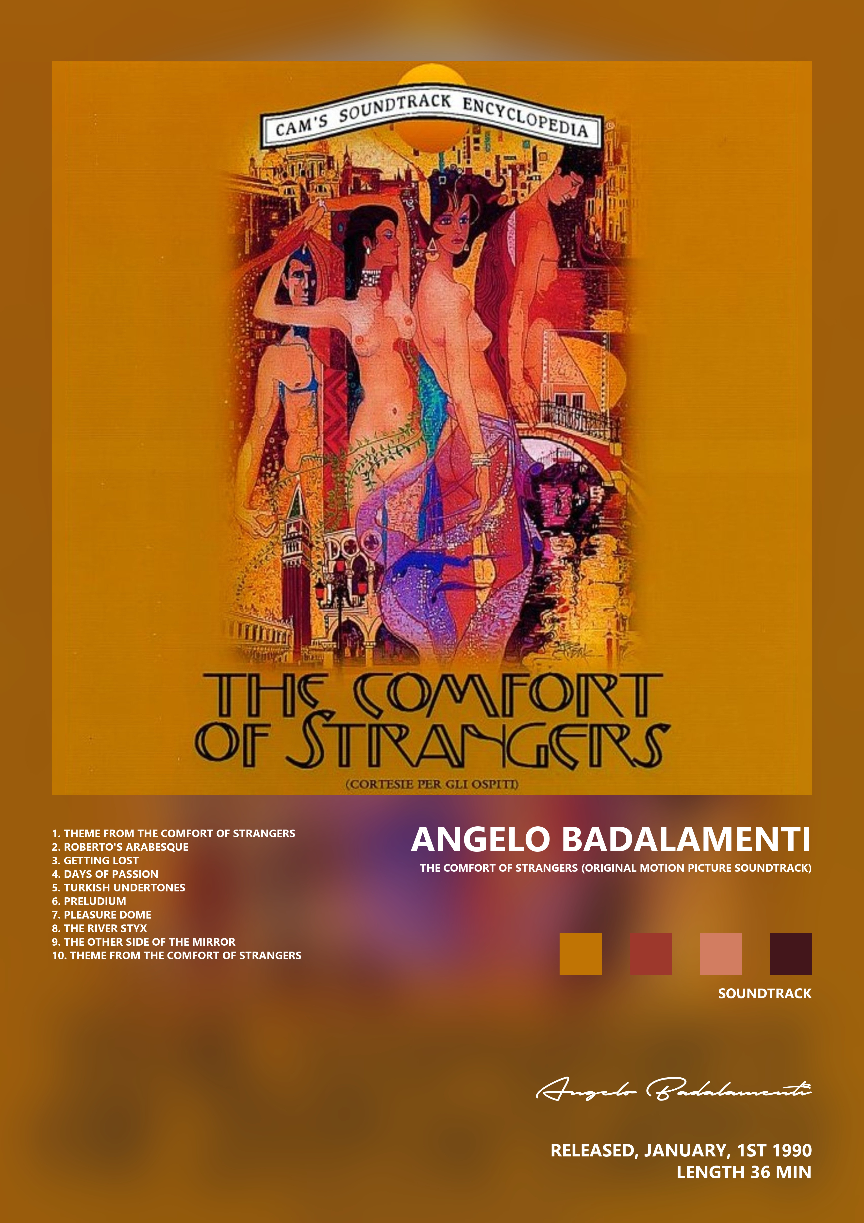 Music poster: Angelo Badalamenti - The Comfort of Strangers Original Motion Picture Soundtrack