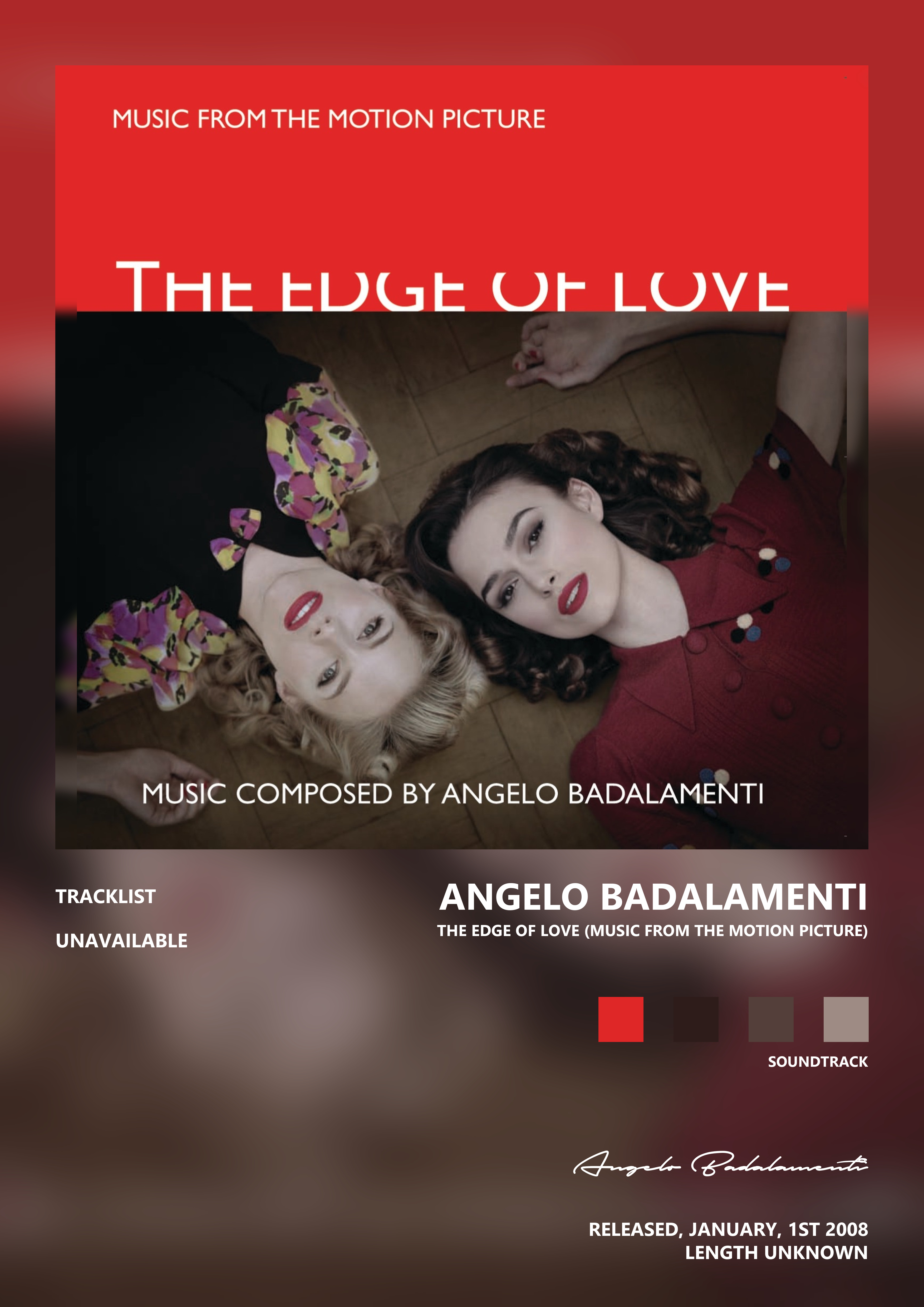 Music poster: Angelo Badalamenti - The Edge of Love Music from the Motion Picture