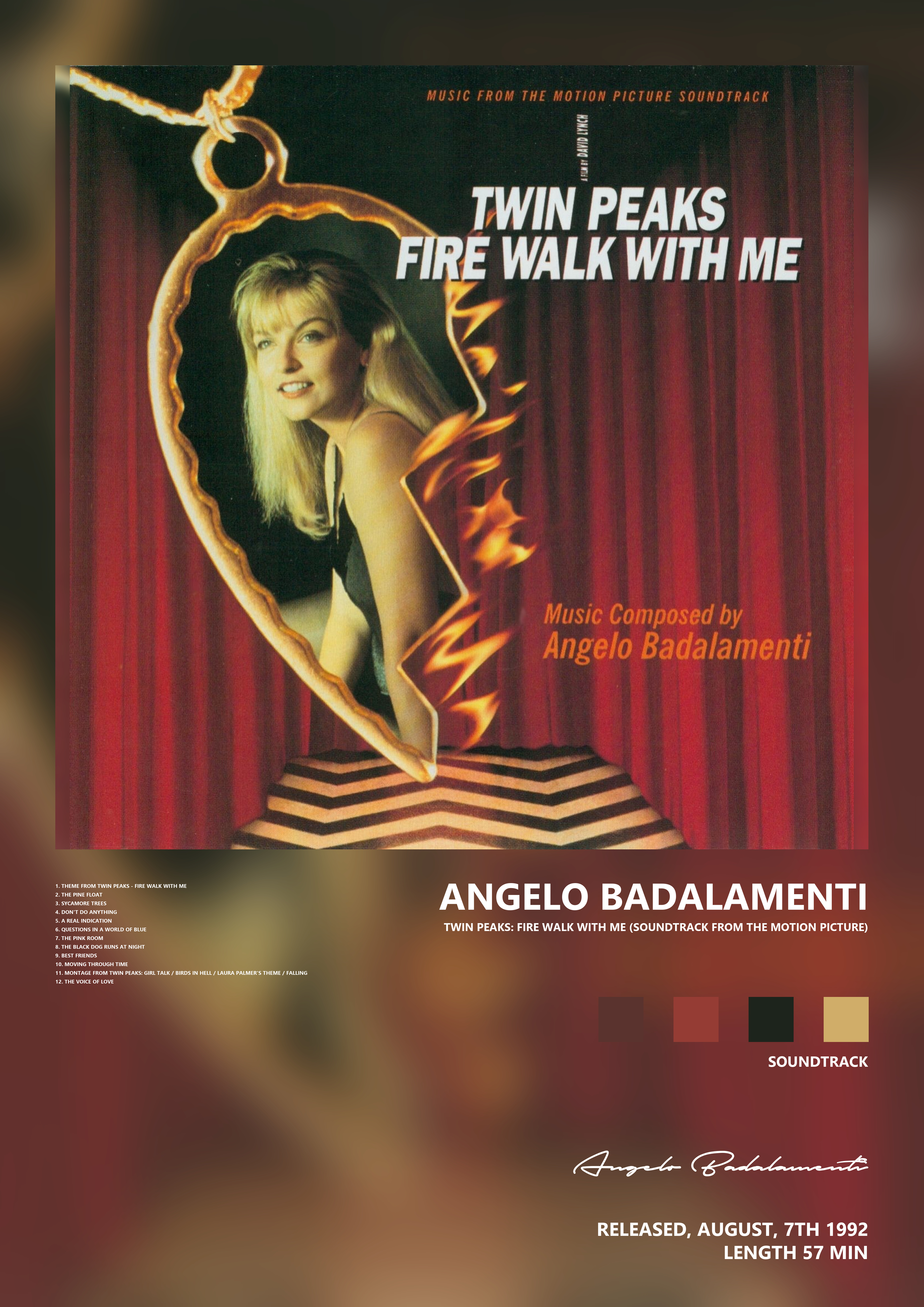 Music poster: Angelo Badalamenti - Twin Peaks Fire Walk With Me Soundtrack from the Motion Picture