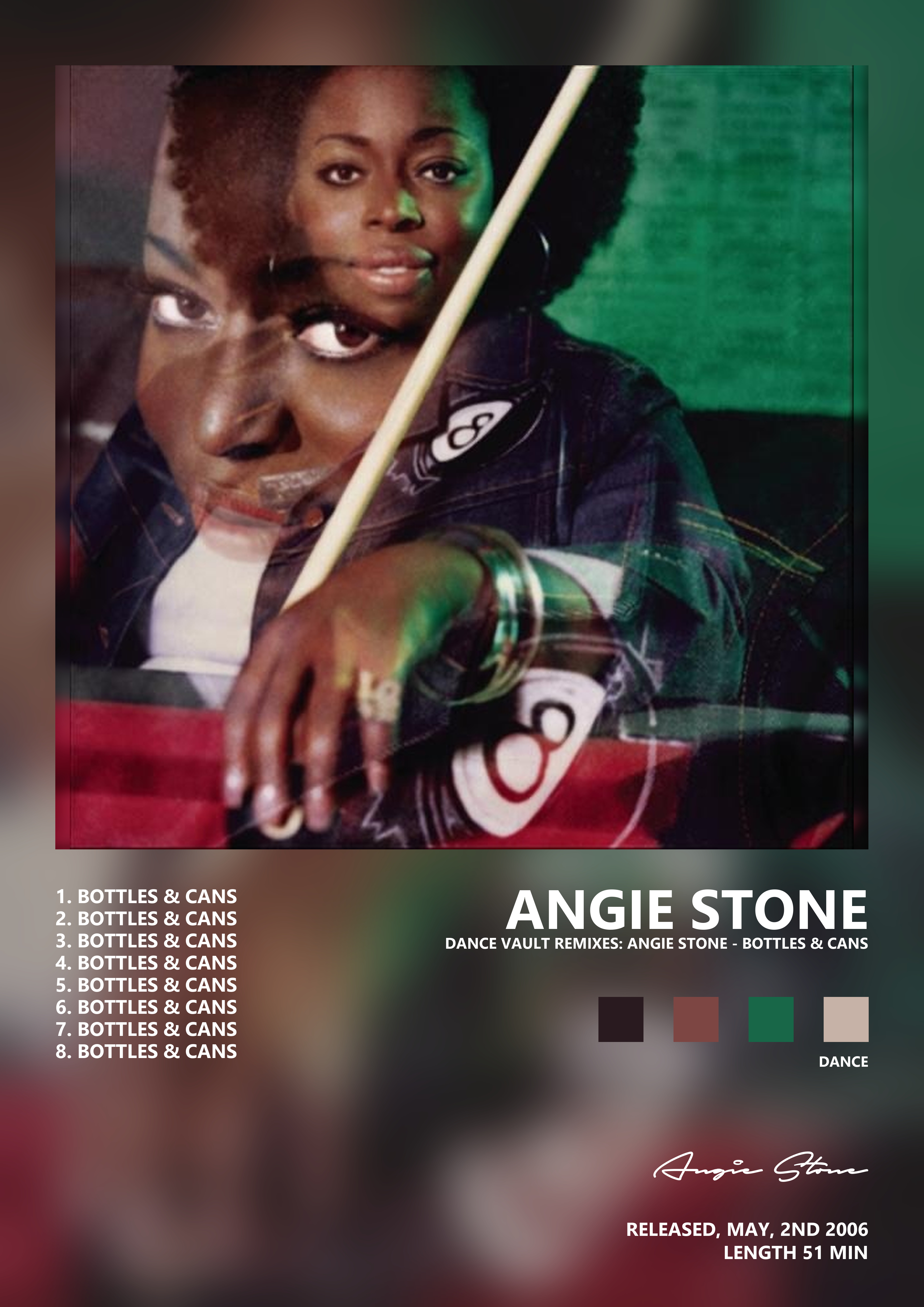 Music poster: Angie Stone - Dance Vault Remixes Angie Stone - Bottles Cans