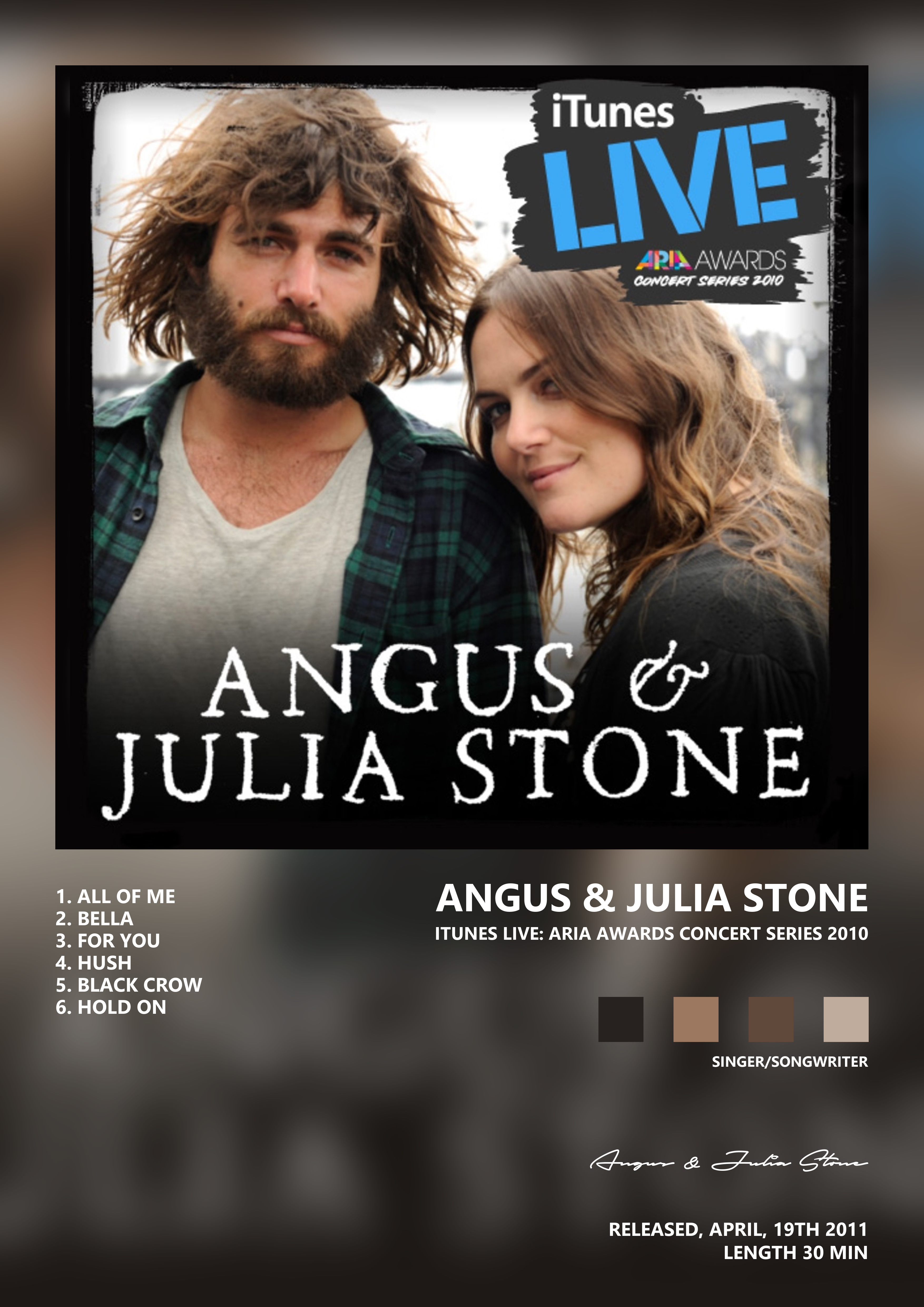 Music poster: Angus Julia Stone - iTunes Live ARIA Awards Concert Series 2010