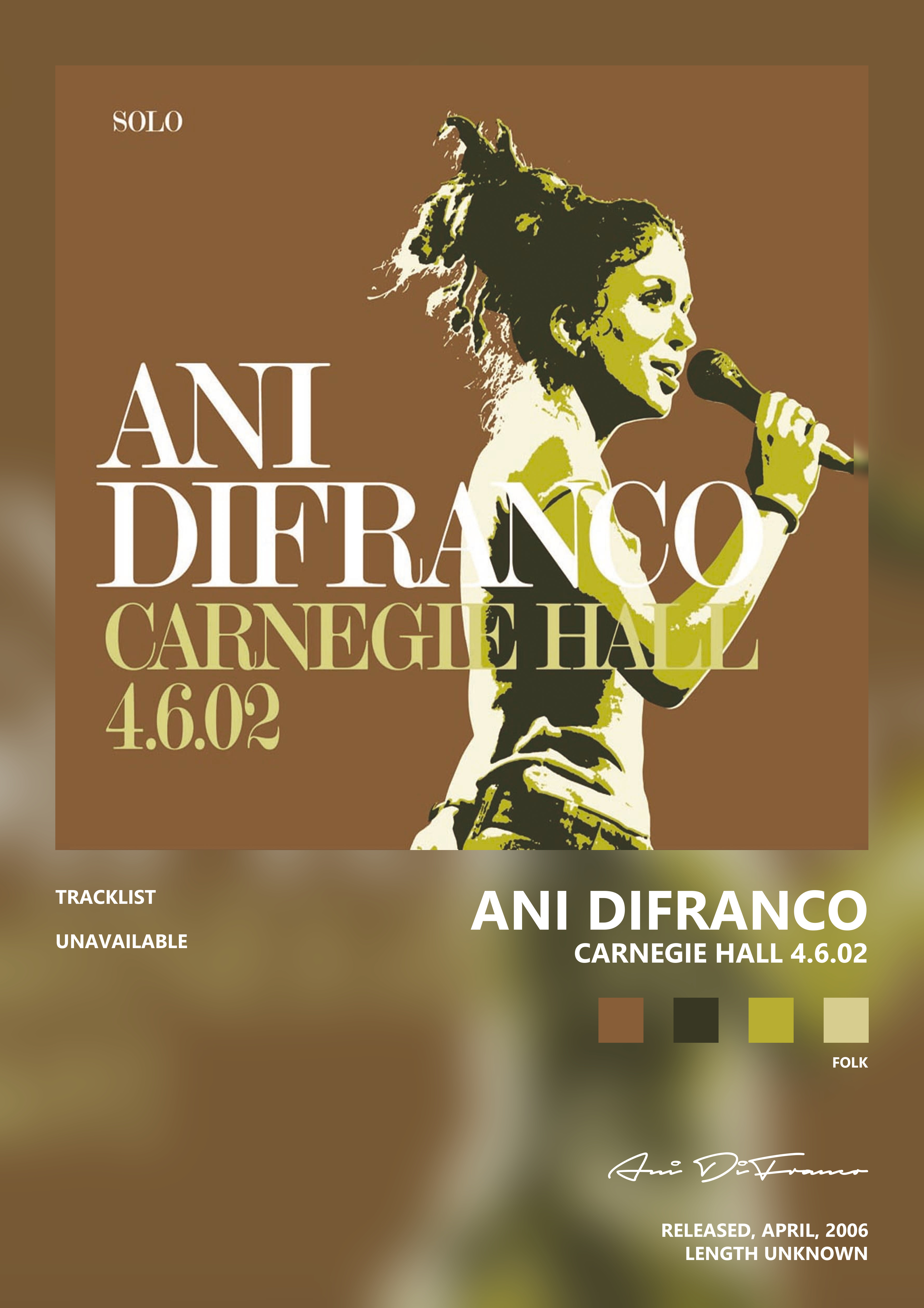 Music poster: Ani DiFranco - Carnegie Hall 4602