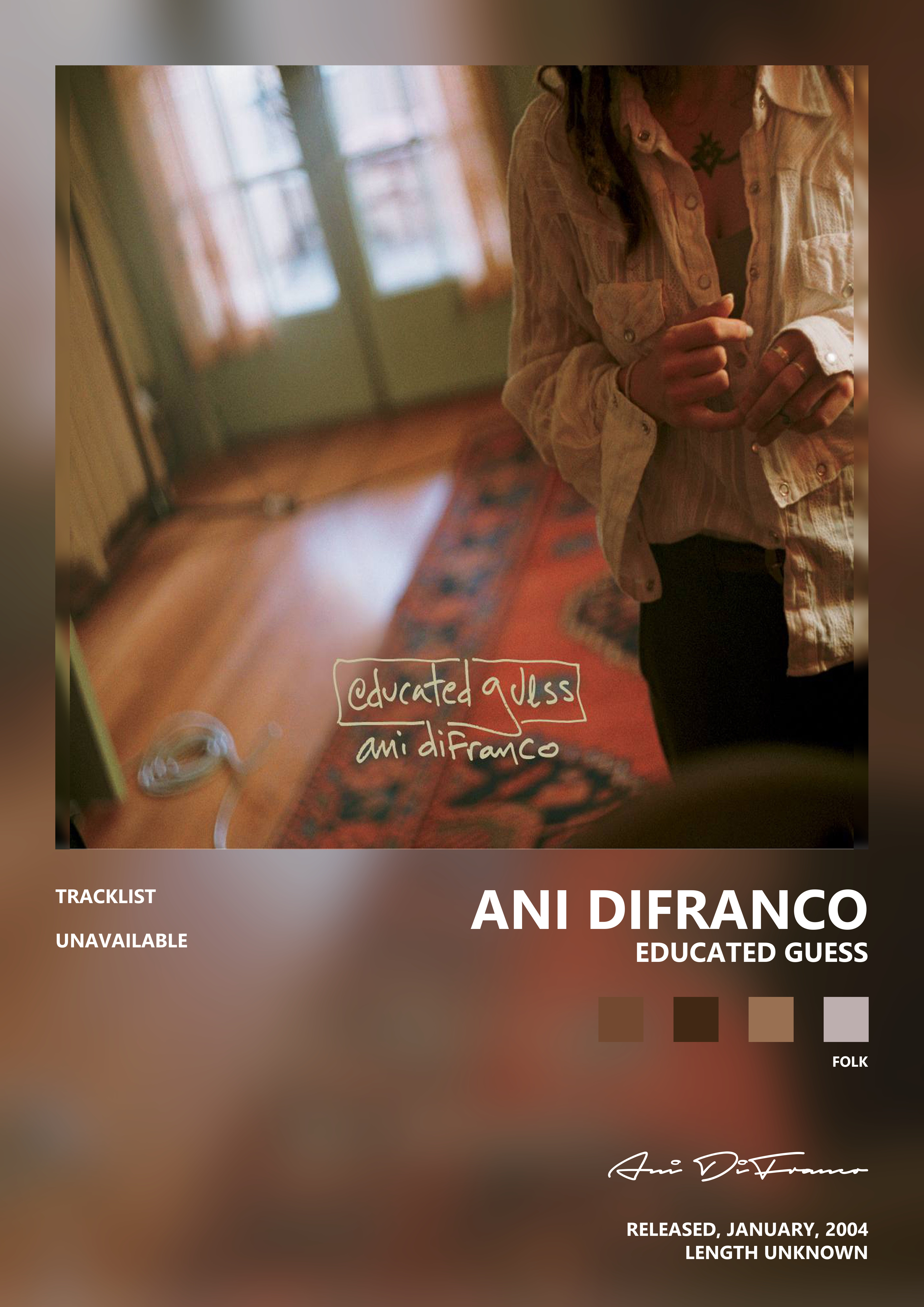 Music poster: Ani DiFranco - Educated Guess