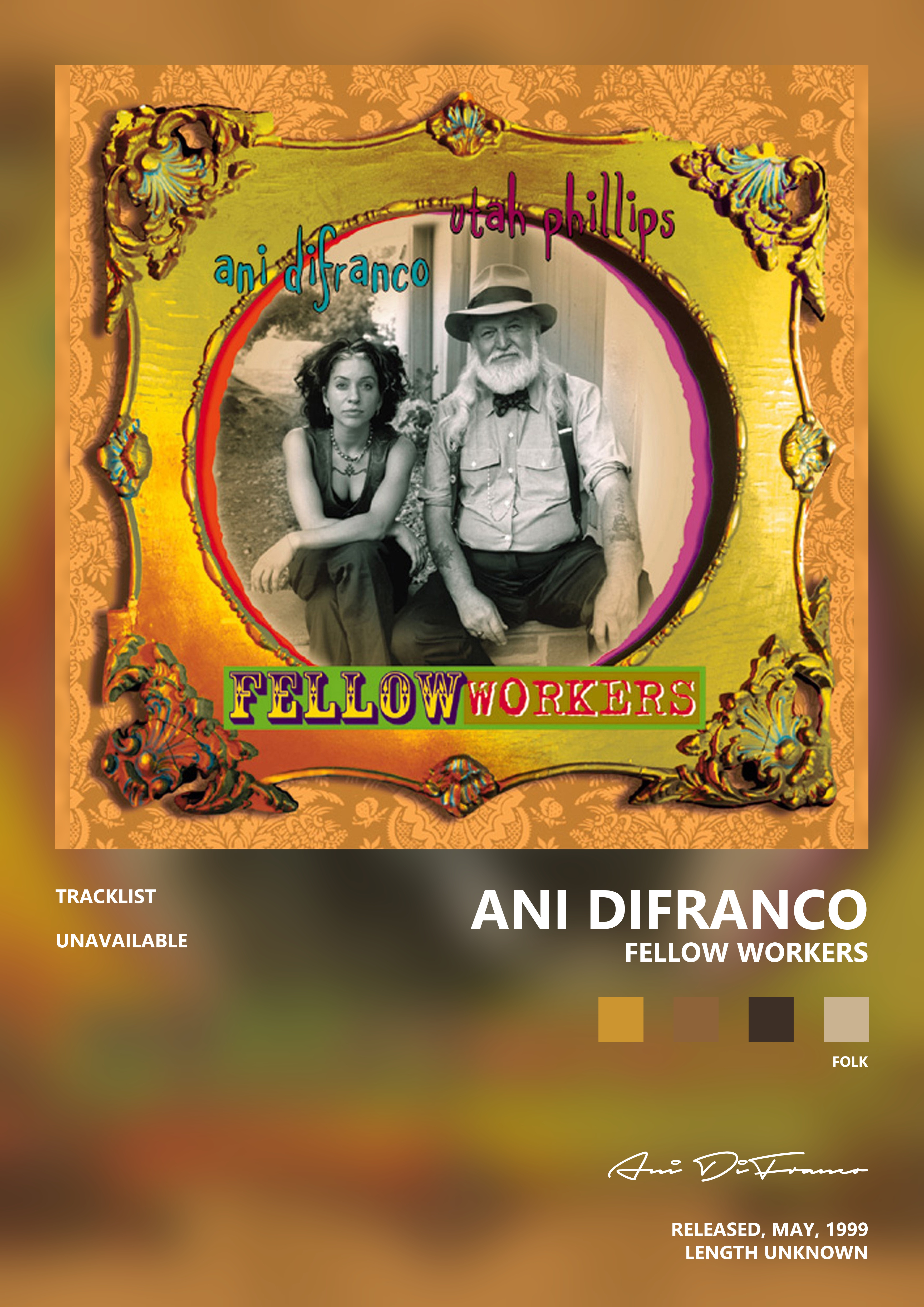 Music poster: Ani DiFranco - Fellow Workers
