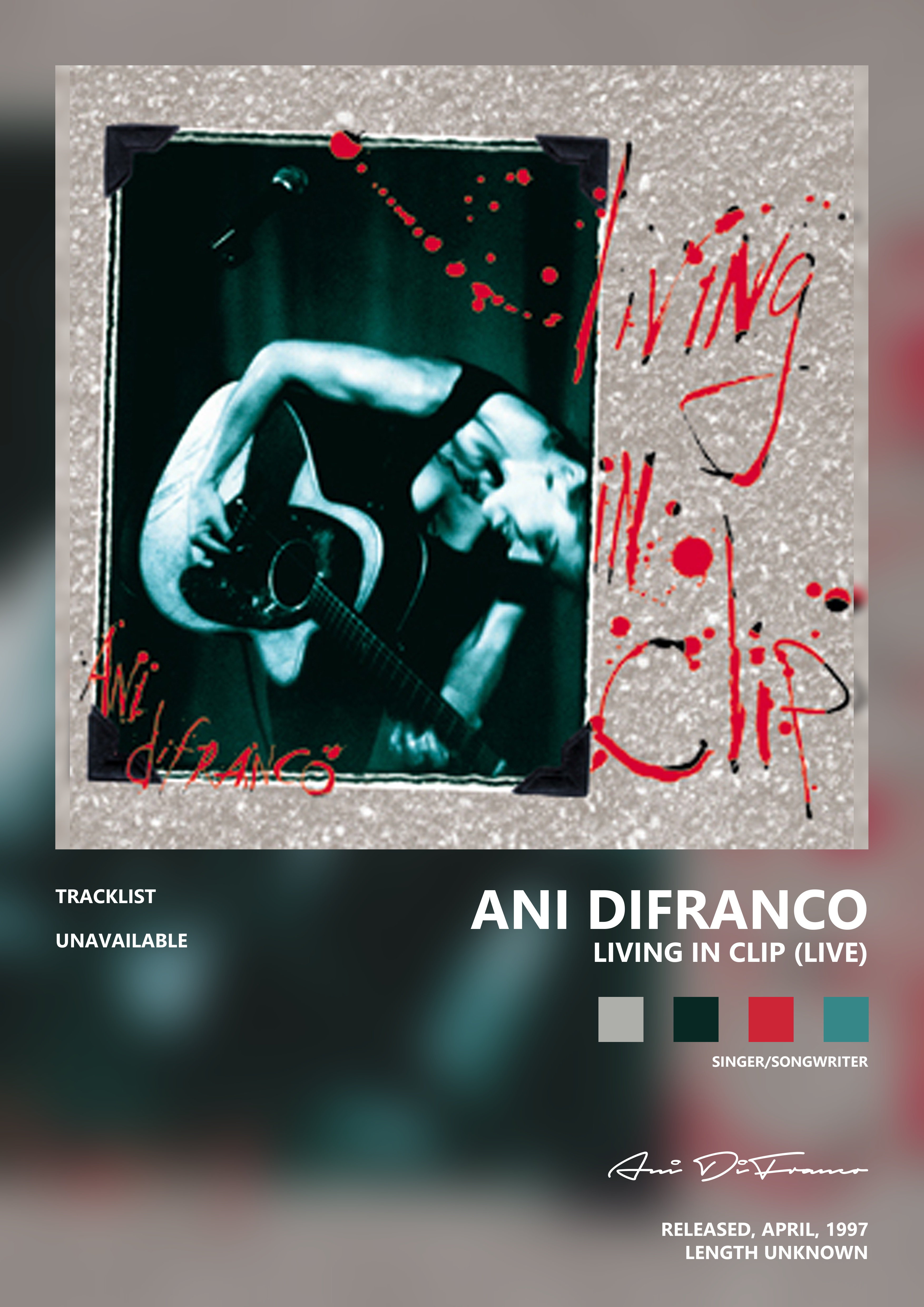 Music poster: Ani DiFranco - Living In Clip Live