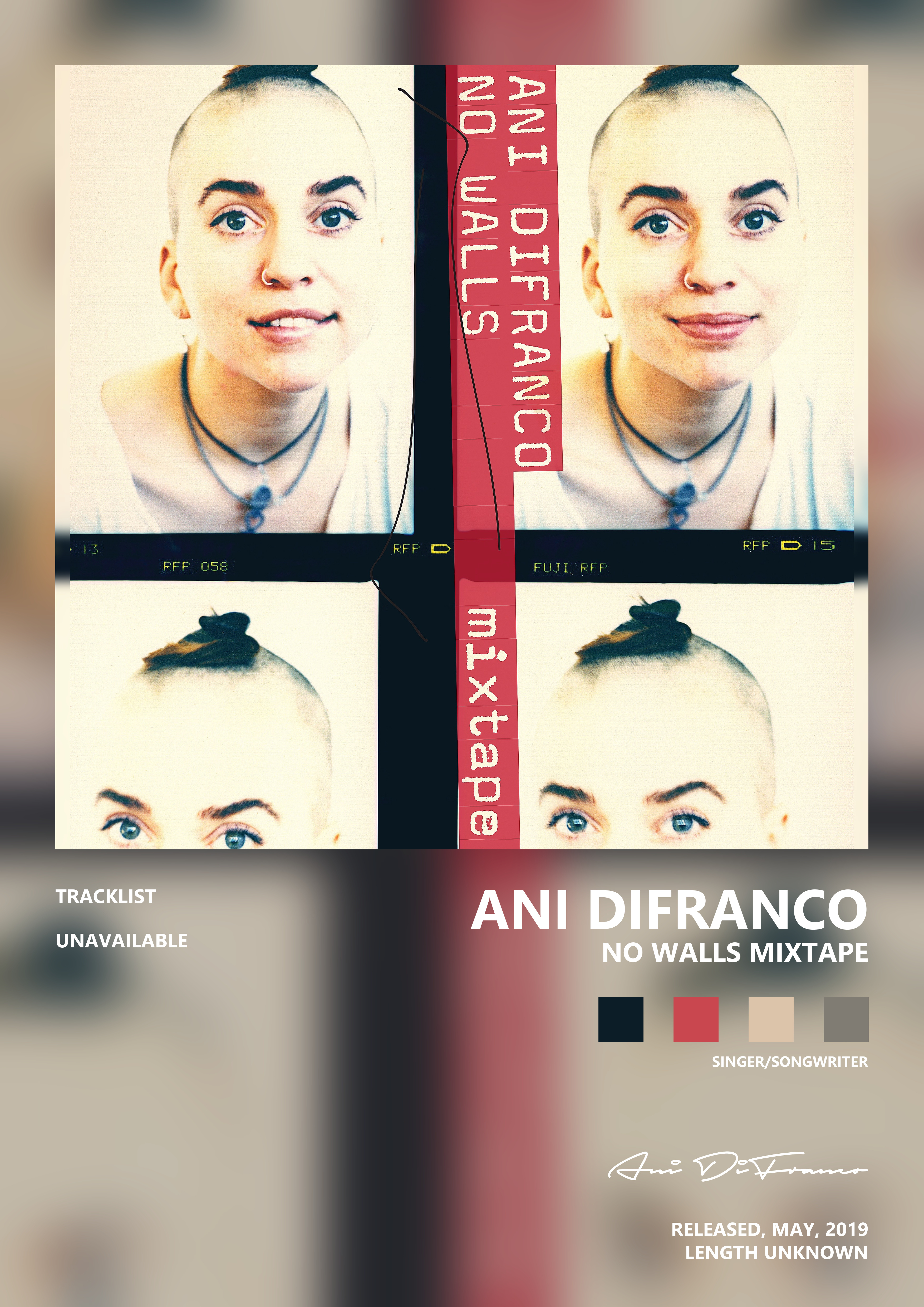 Music poster: Ani DiFranco - No Walls Mixtape