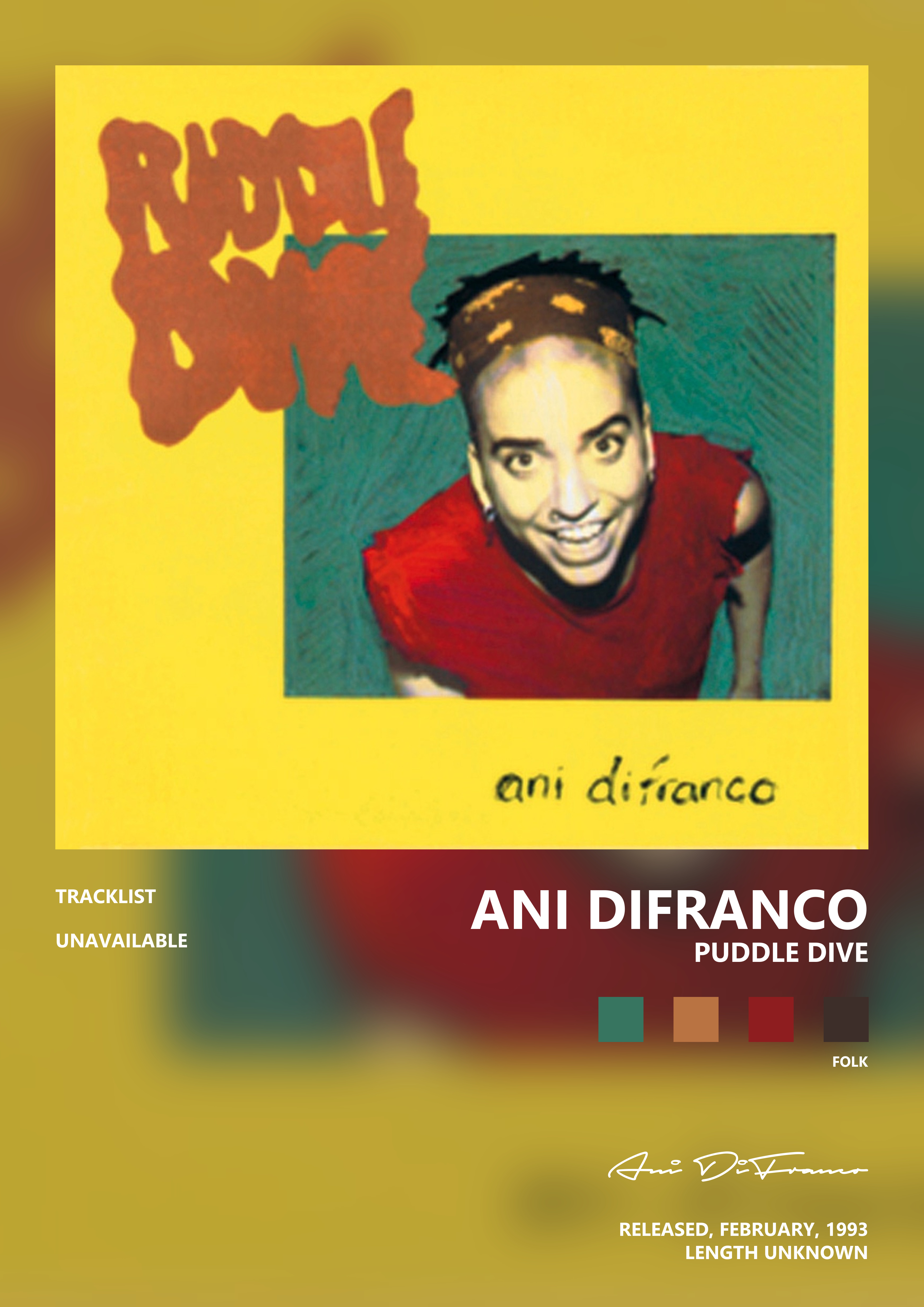 Music poster: Ani DiFranco - Puddle Dive