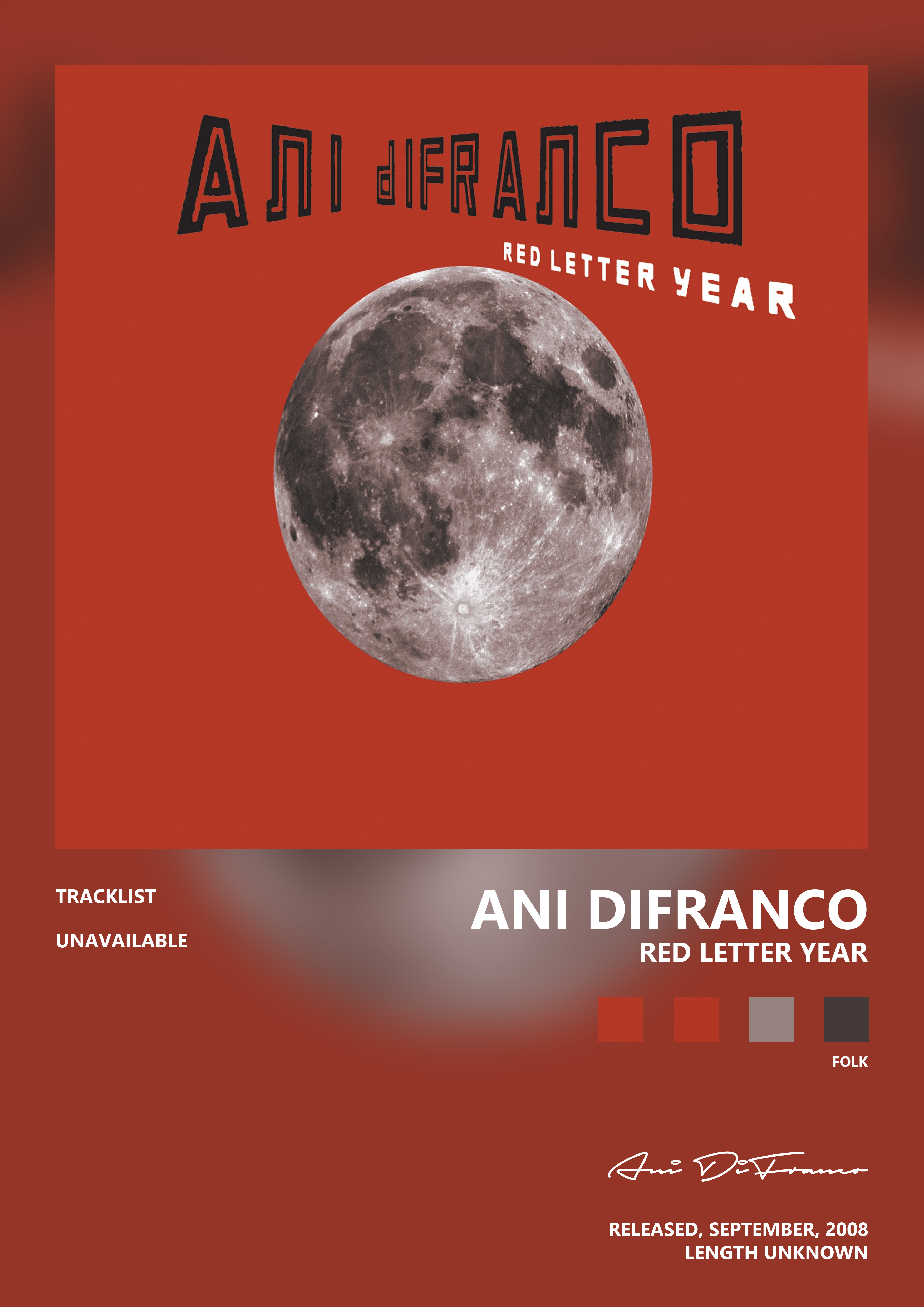 Music poster: Ani DiFranco - Red Letter Year