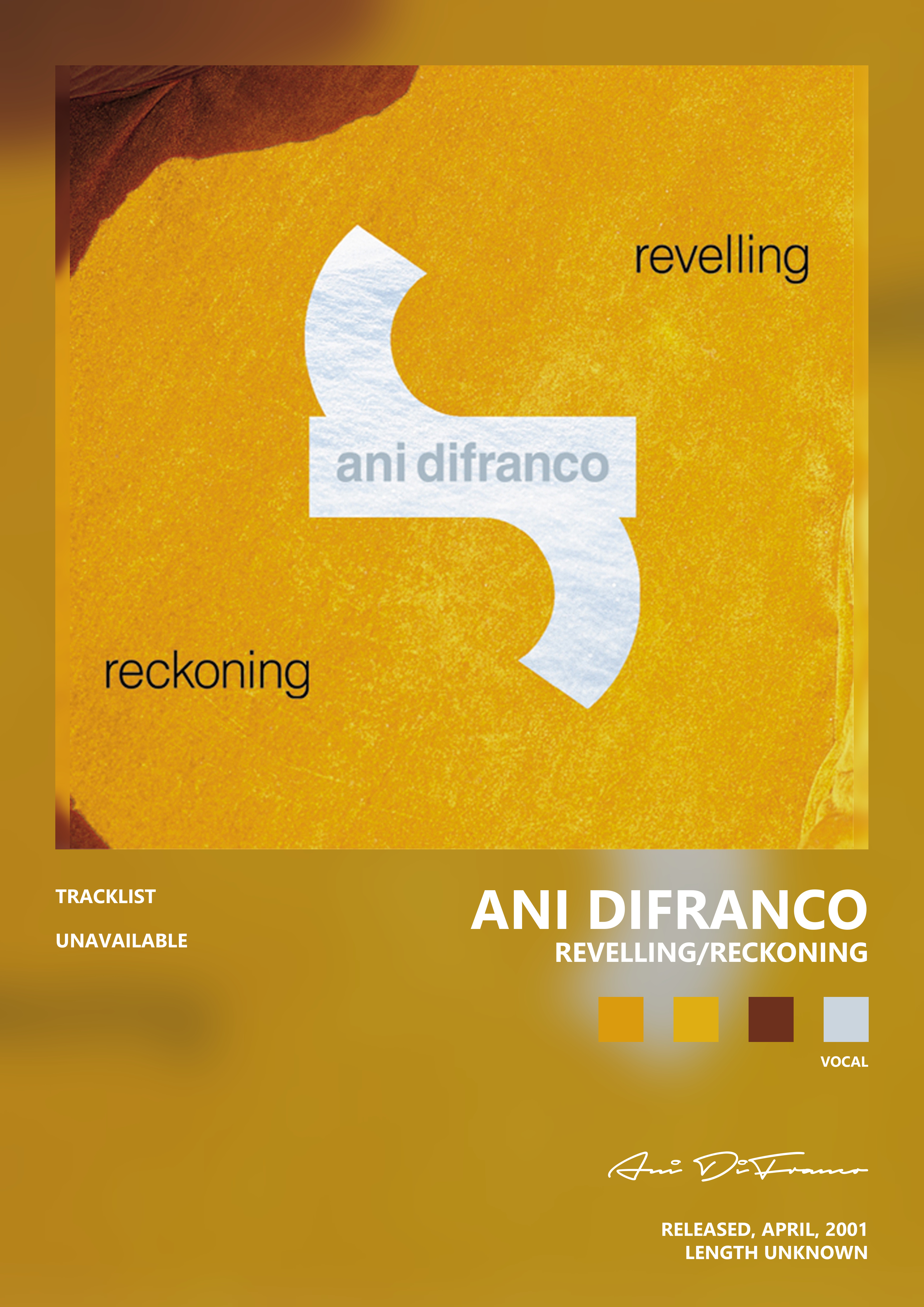 Music poster: Ani DiFranco - RevellingReckoning
