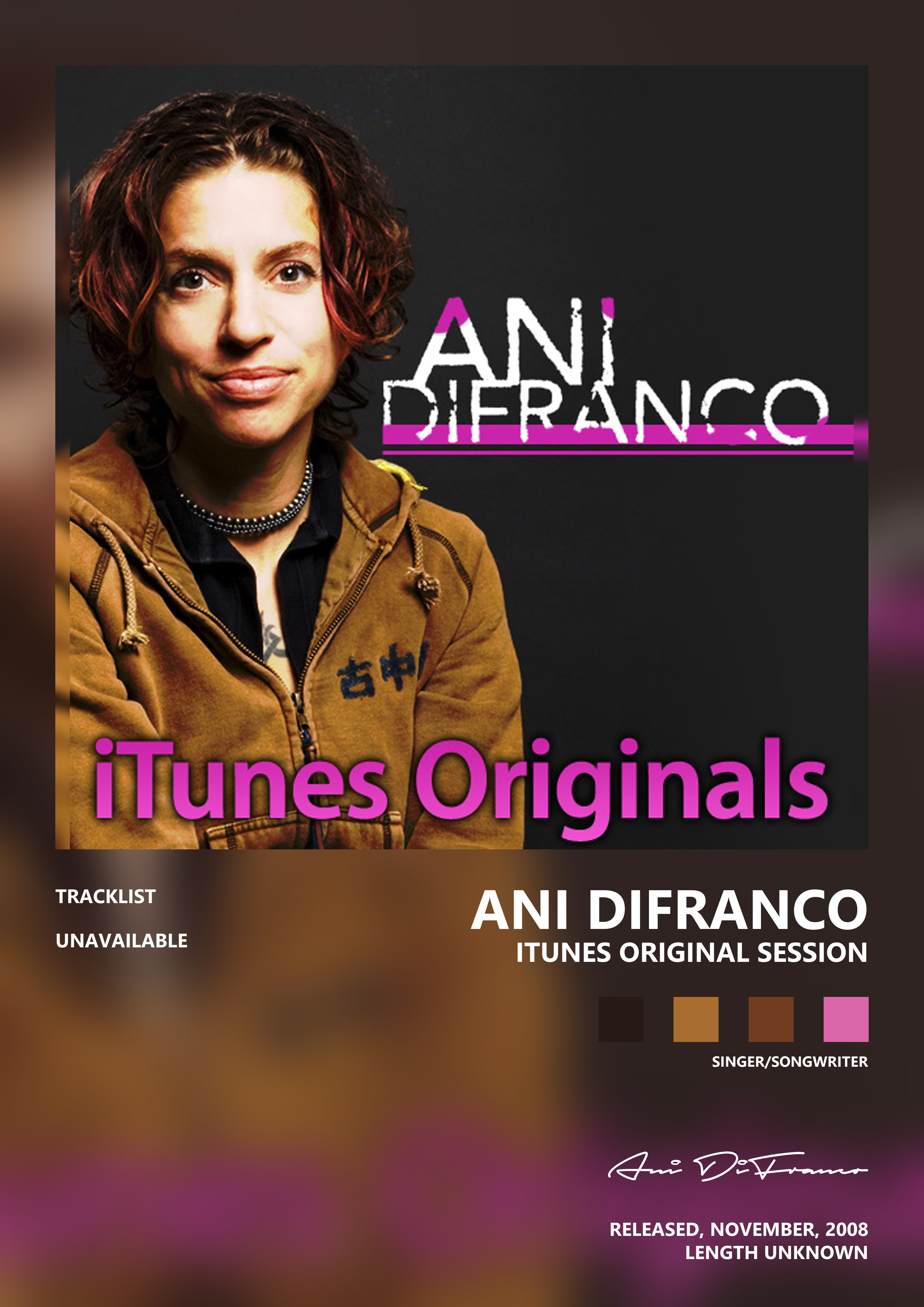 Music poster: Ani DiFranco - iTunes Original Session
